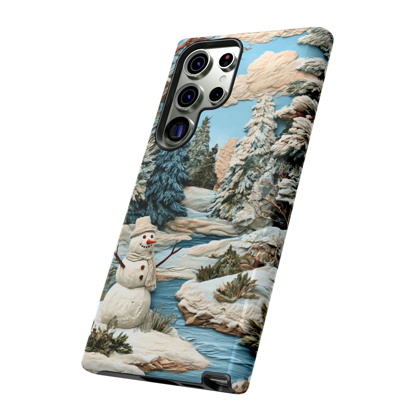 Snowman Winter Scene Phone Case Christmas Holiday Cover for iPhone Samsung Pixel