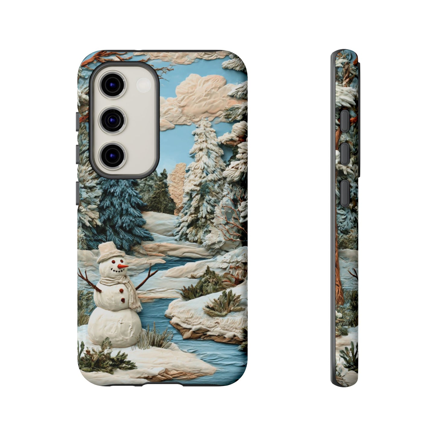 Snowman Winter Scene Phone Case Christmas Holiday Cover for iPhone Samsung Pixel