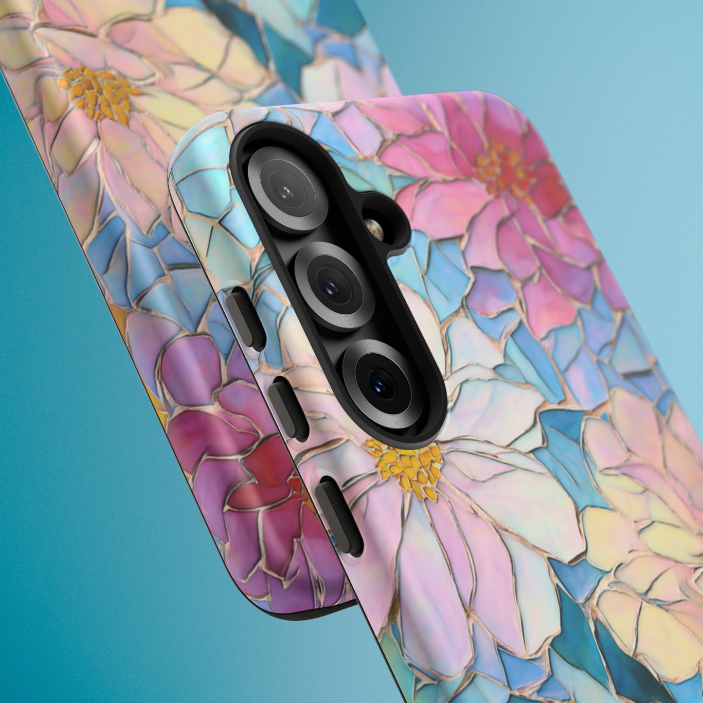 Floral Mosaic Phone Case, Colorful Flower Art Cover, Protective iPhone Samsung Pixel Case, New Phone Accessory, Gift for Friend