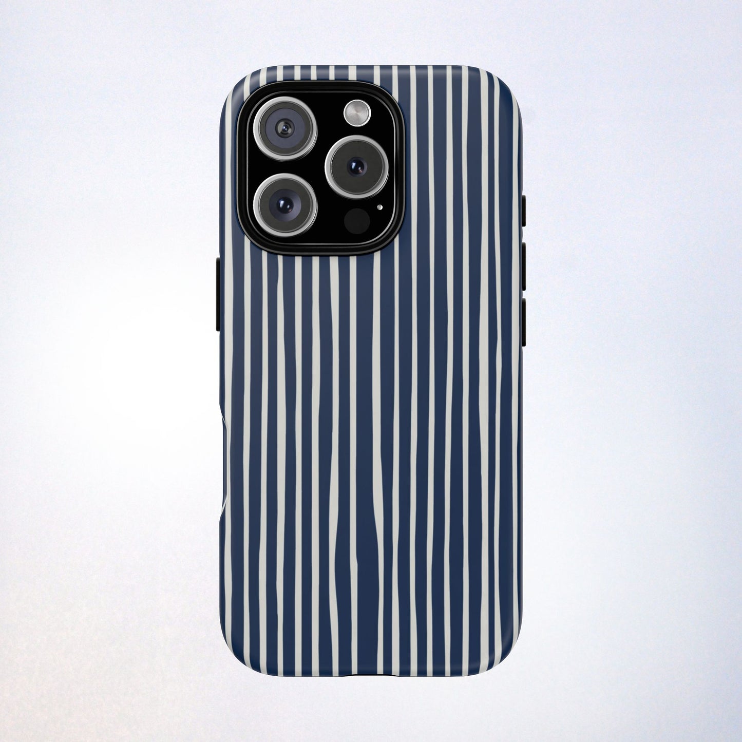Navy Striped Phone Case | Minimalist Blue and White Stripe Design, Nautical Aesthetic Protective Cover
