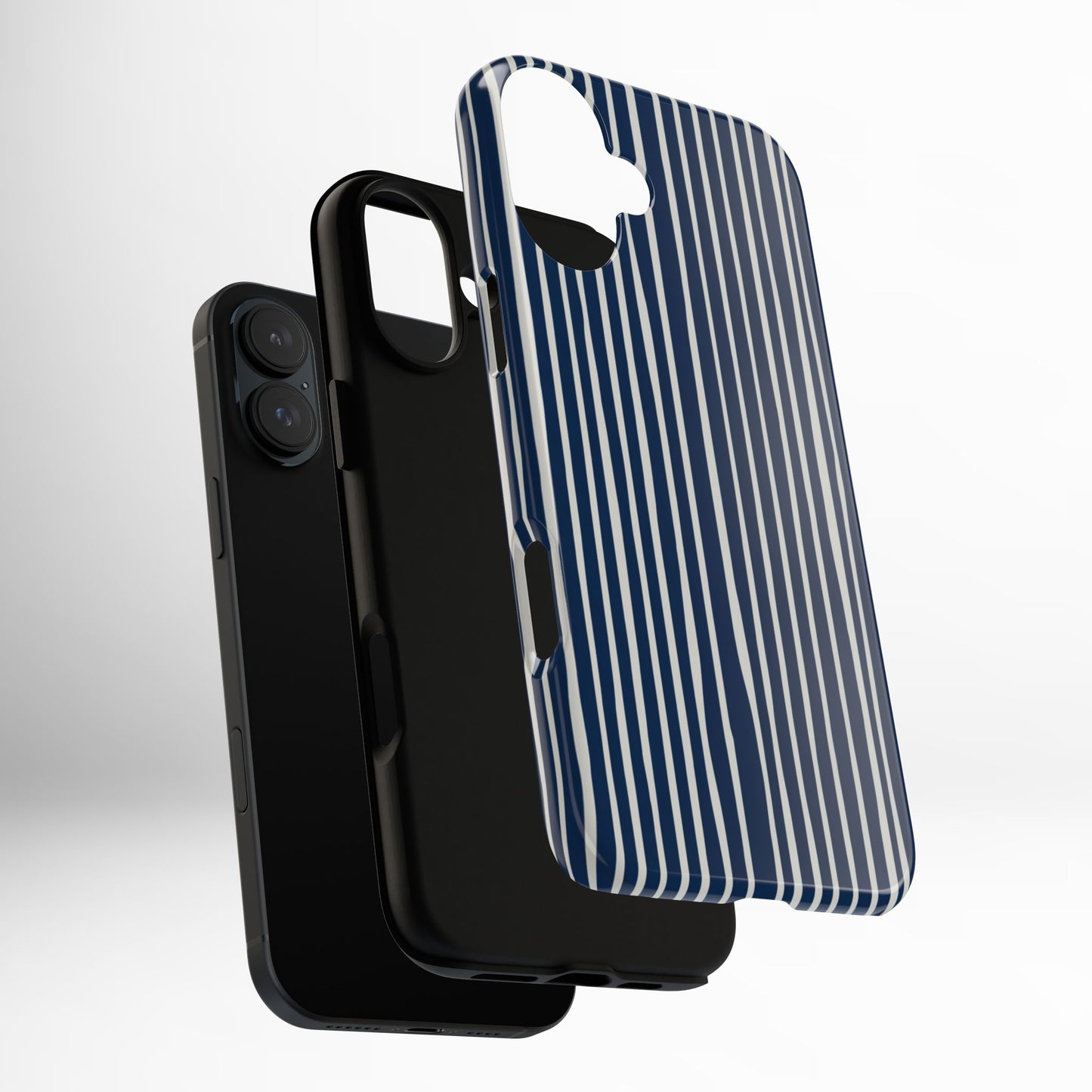 Navy Striped Phone Case | Minimalist Blue and White Stripe Design, Nautical Aesthetic Protective Cover