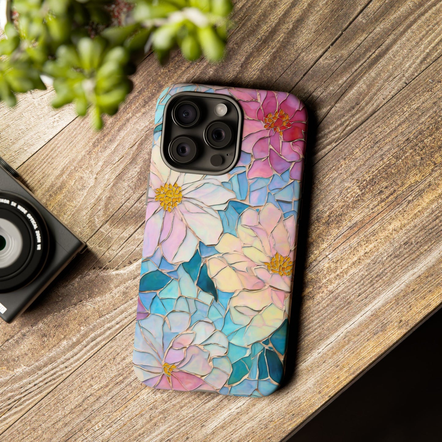 Floral Mosaic Phone Case, Colorful Flower Art Cover, Protective iPhone Samsung Pixel Case, New Phone Accessory, Gift for Friend