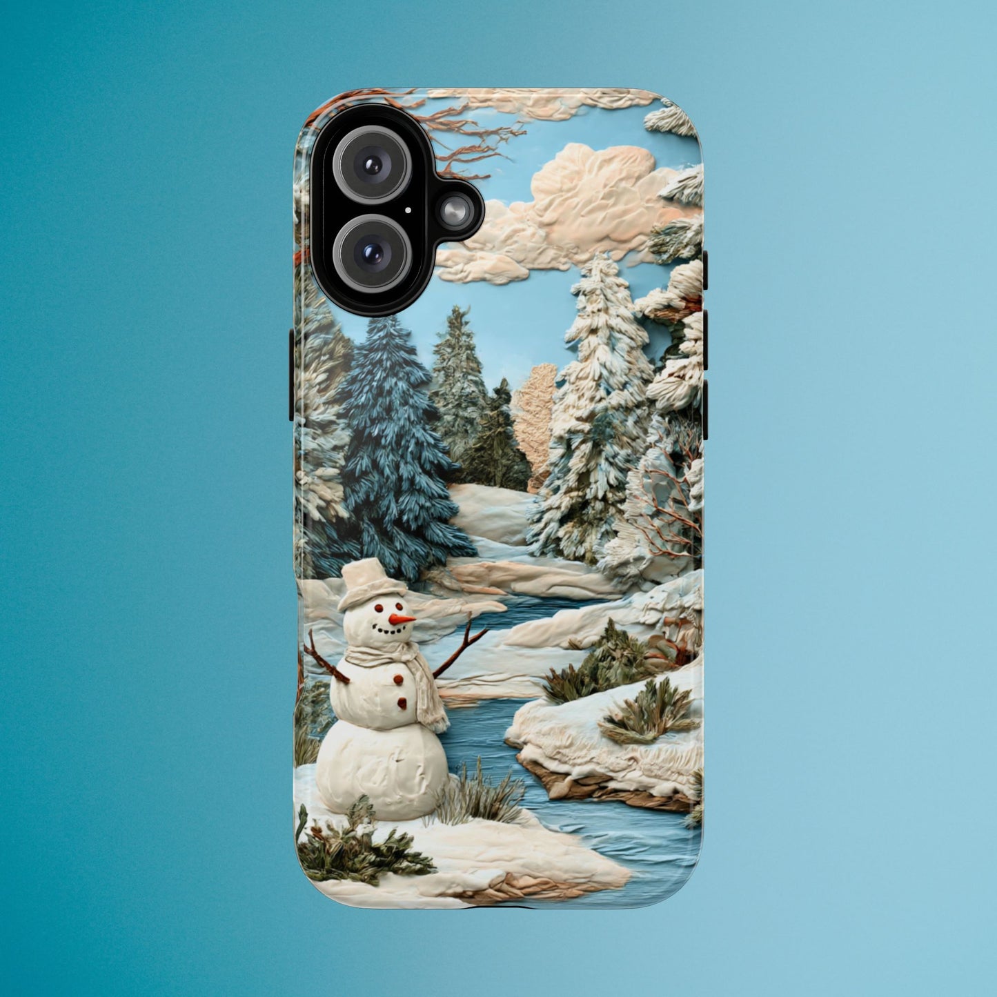 Snowman Winter Scene Phone Case Christmas Holiday Cover for iPhone Samsung Pixel