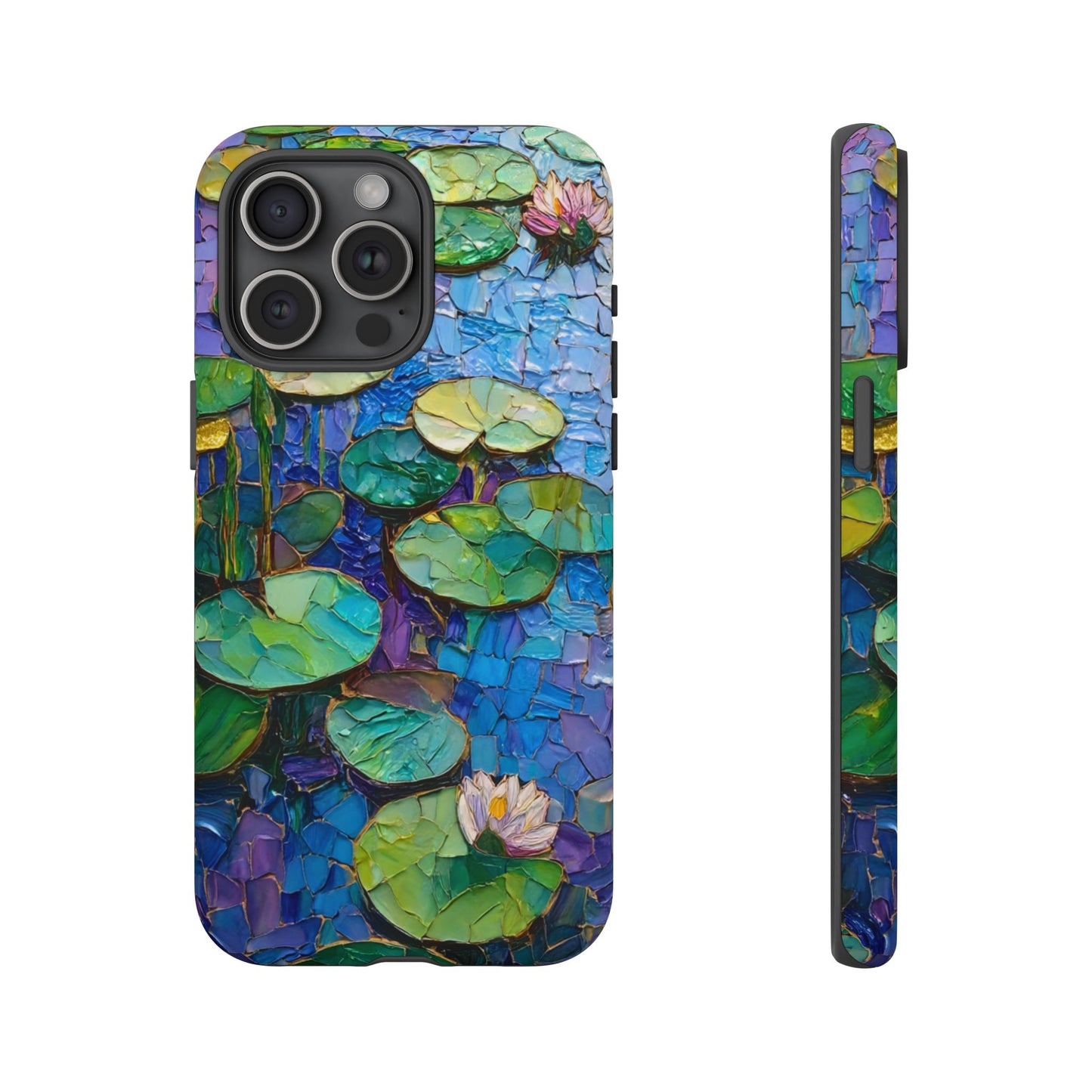 Lily Pad Phone Case, Impressionist Mosaic Botanical Cover, iPhone 15 16 17 Pro Air, Google Pixel 7 8 9 Pro, Samsung S23 S24 S25 S26 Ultra