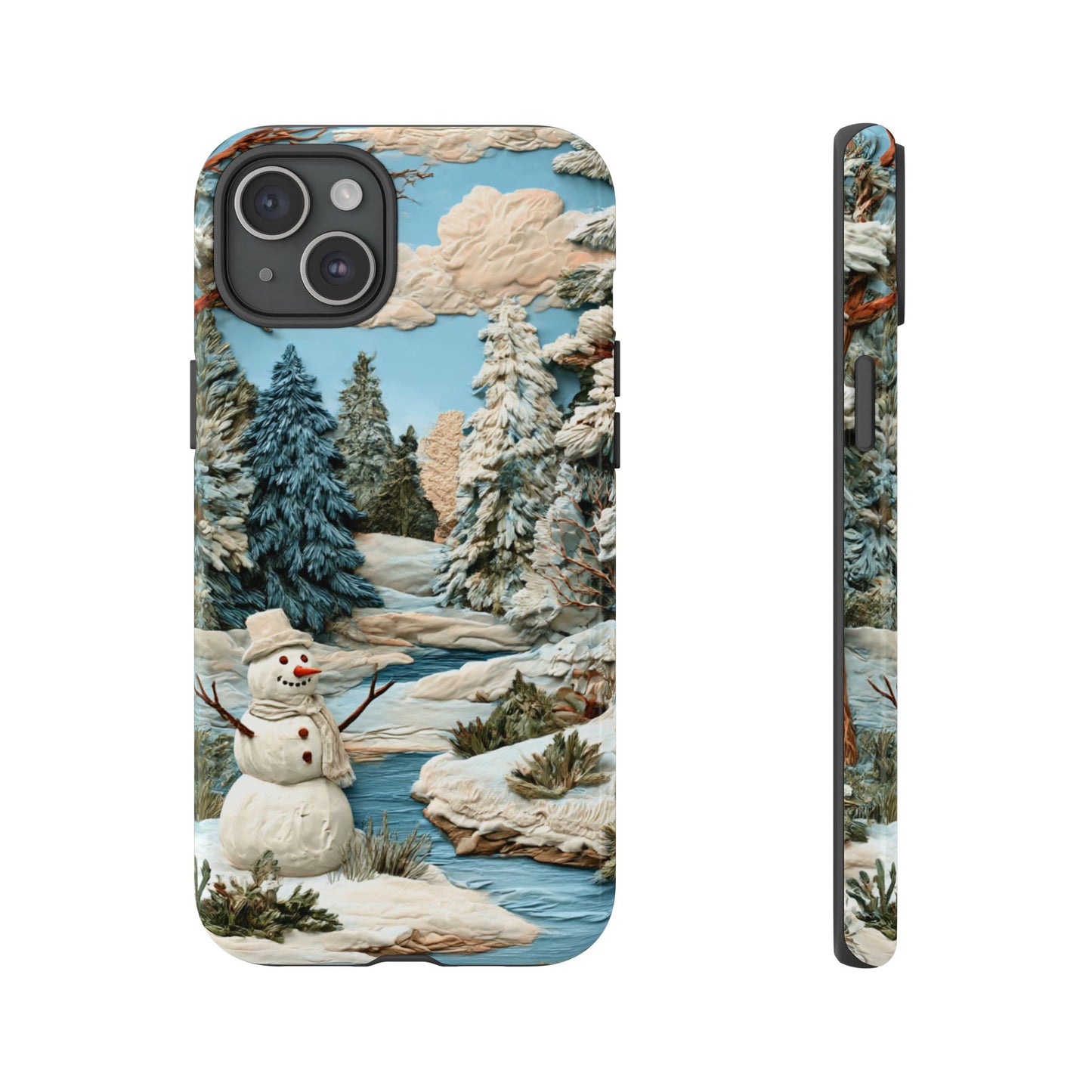 Snowman Winter Scene Phone Case Christmas Holiday Cover for iPhone Samsung Pixel