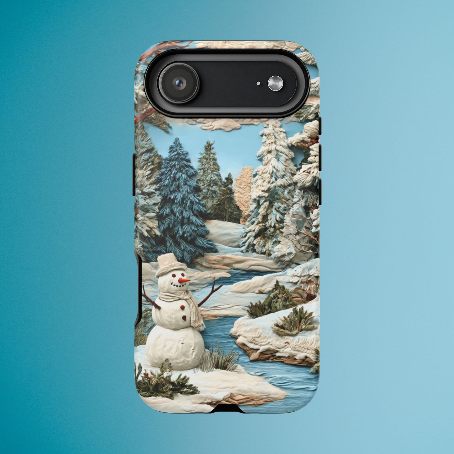 Snowman Winter Scene Phone Case Christmas Holiday Cover for iPhone Samsung Pixel