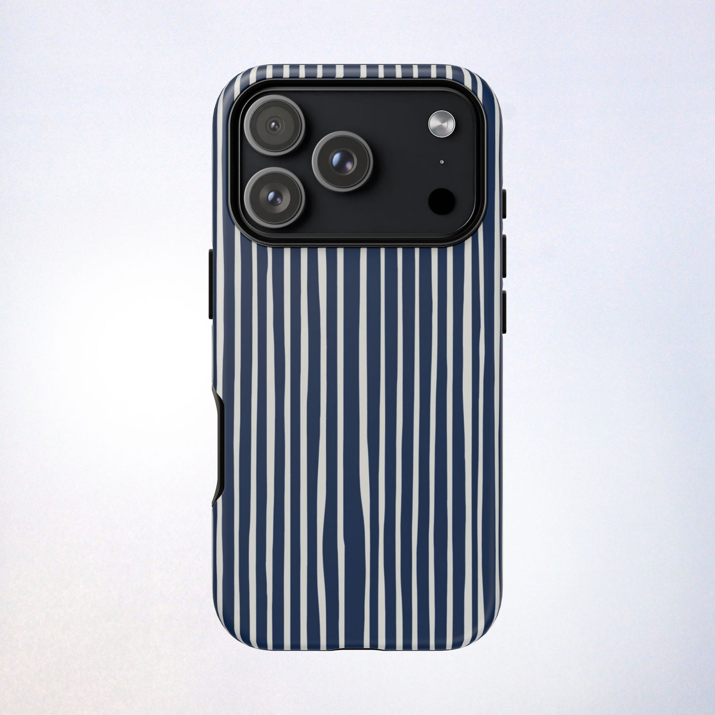 Navy Striped Phone Case | Minimalist Blue and White Stripe Design, Nautical Aesthetic Protective Cover