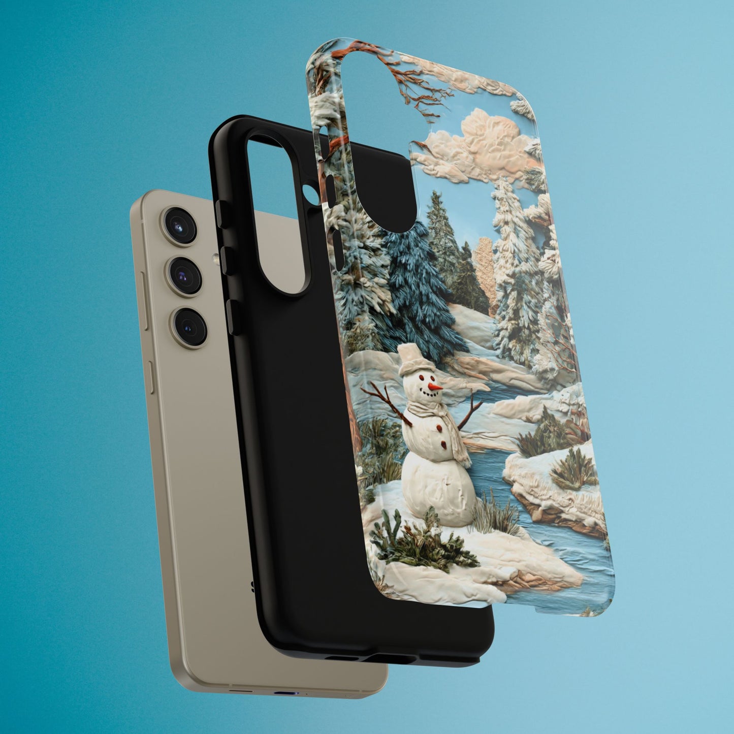 Snowman Winter Scene Phone Case Christmas Holiday Cover for iPhone Samsung Pixel