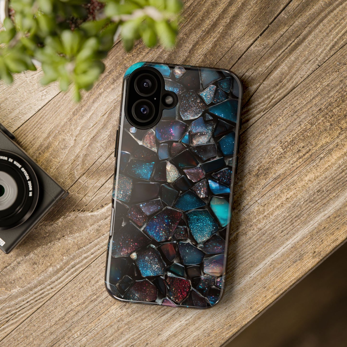 Gemstone Mosaic Phone Case, Crystal Stone Aesthetic Cover, Tough Protective Case for iPhone, Samsung, Pixel