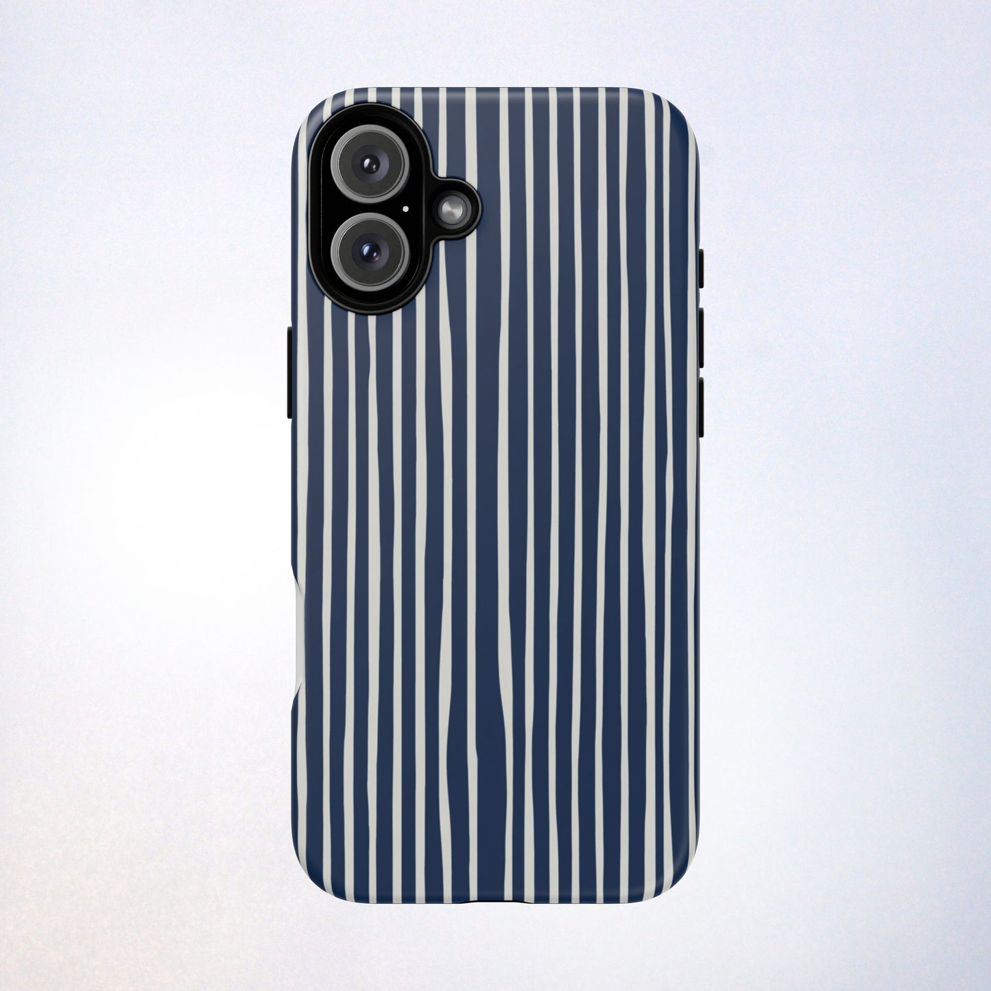 Navy Striped Phone Case | Minimalist Blue and White Stripe Design, Nautical Aesthetic Protective Cover