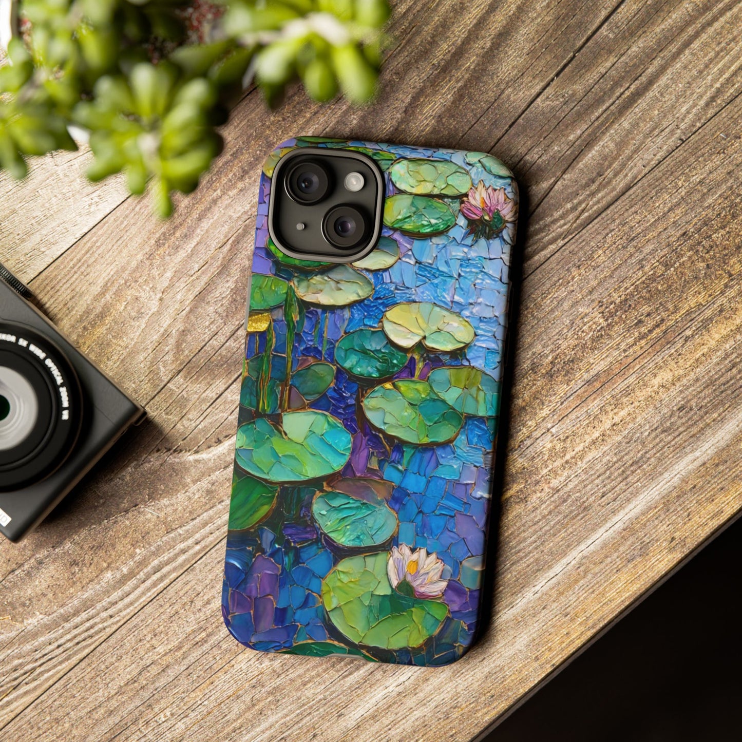 Lily Pad Phone Case, Impressionist Mosaic Botanical Cover, iPhone 15 16 17 Pro Air, Google Pixel 7 8 9 Pro, Samsung S23 S24 S25 S26 Ultra
