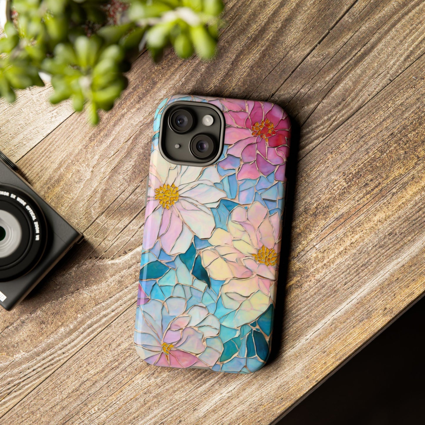 Floral Mosaic Phone Case, Colorful Flower Art Cover, Protective iPhone Samsung Pixel Case, New Phone Accessory, Gift for Friend