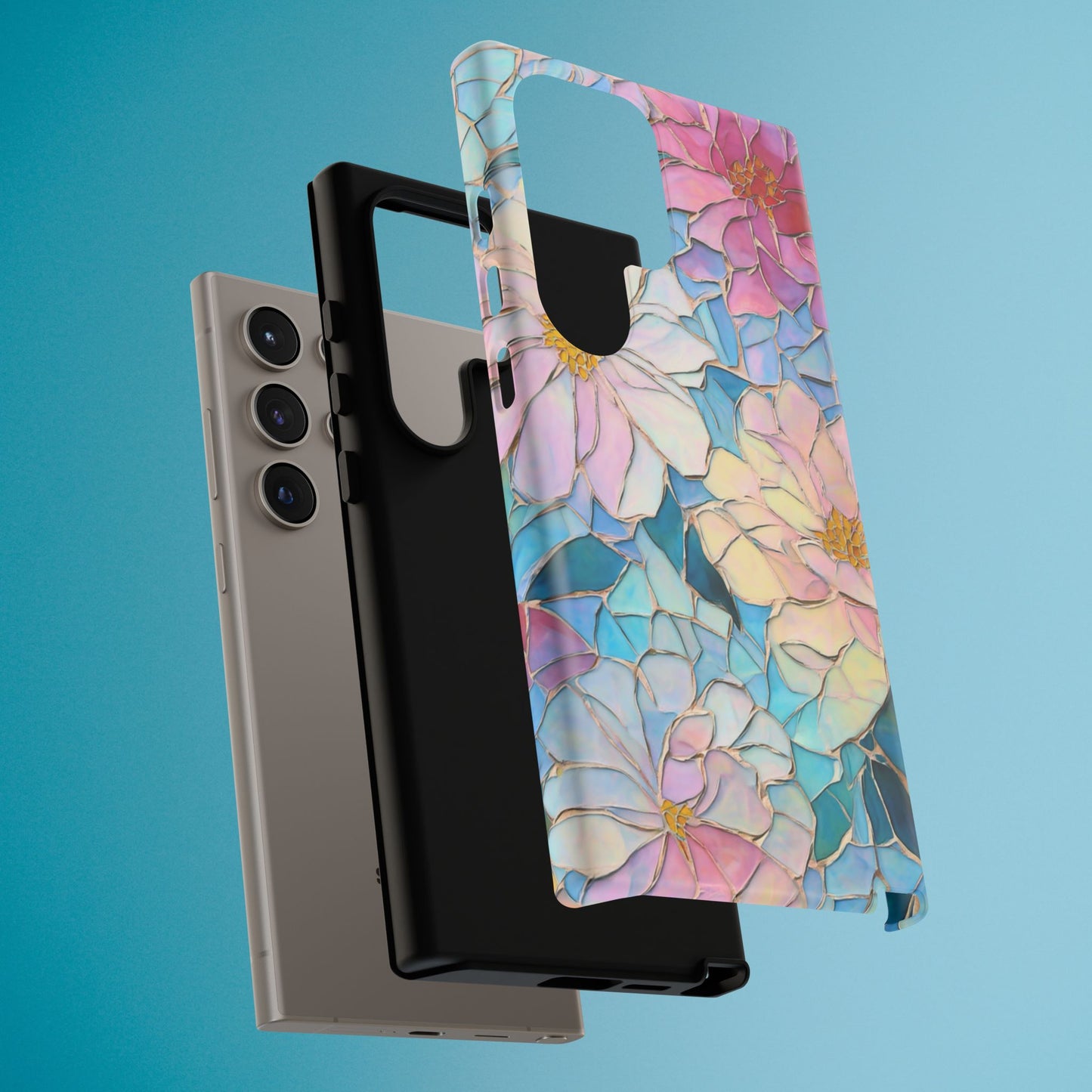 Floral Mosaic Phone Case, Colorful Flower Art Cover, Protective iPhone Samsung Pixel Case, New Phone Accessory, Gift for Friend