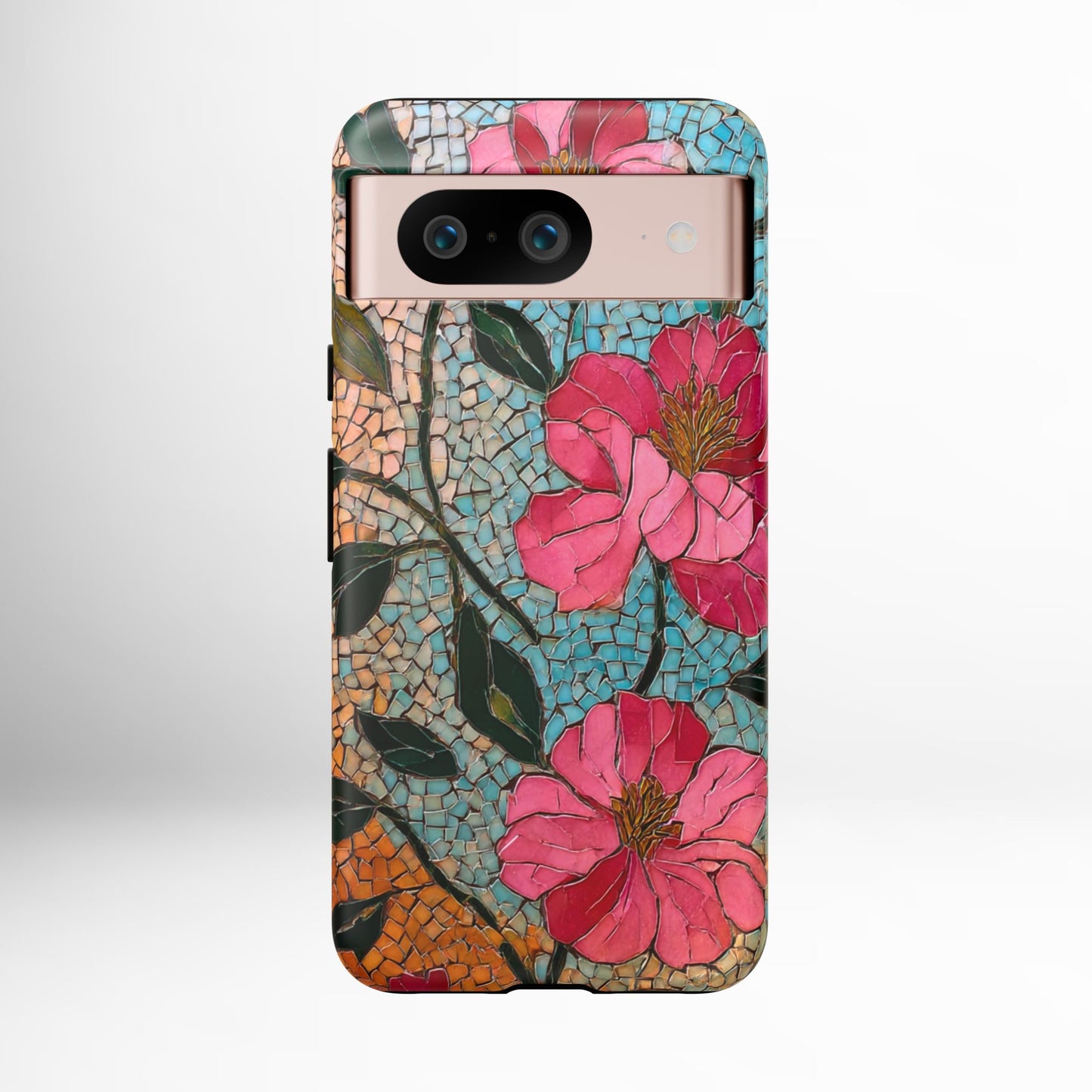 Bright Floral Mosaic Phone Case, iPhone 15 16 17 Pro Air Case, Pixel 9 Pro Cover, Samsung Galaxy 25 Pro Case