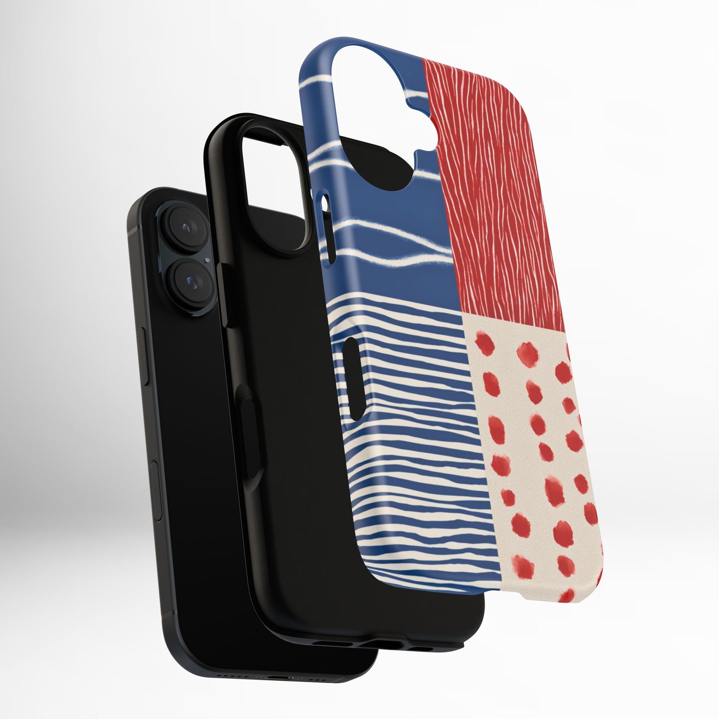 Abstract Geometric Phone Case | Red, Blue & White Pattern Cover for iPhone, Galaxy, Pixel