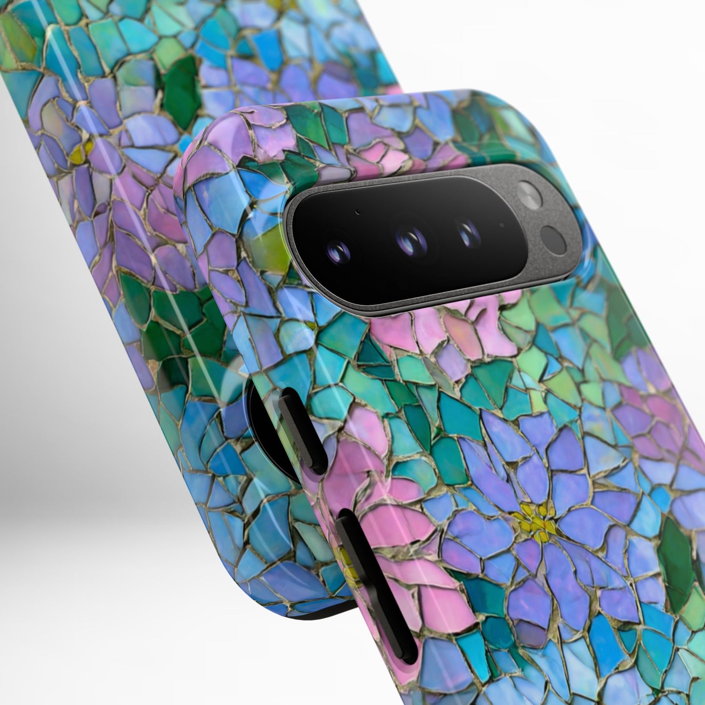 Mosaic Floral Phone Case, iPhone 17 Air Case, Pixel 9 Pro XL Cover, Samsung Galaxy 25 Plus Ultra Tough Case