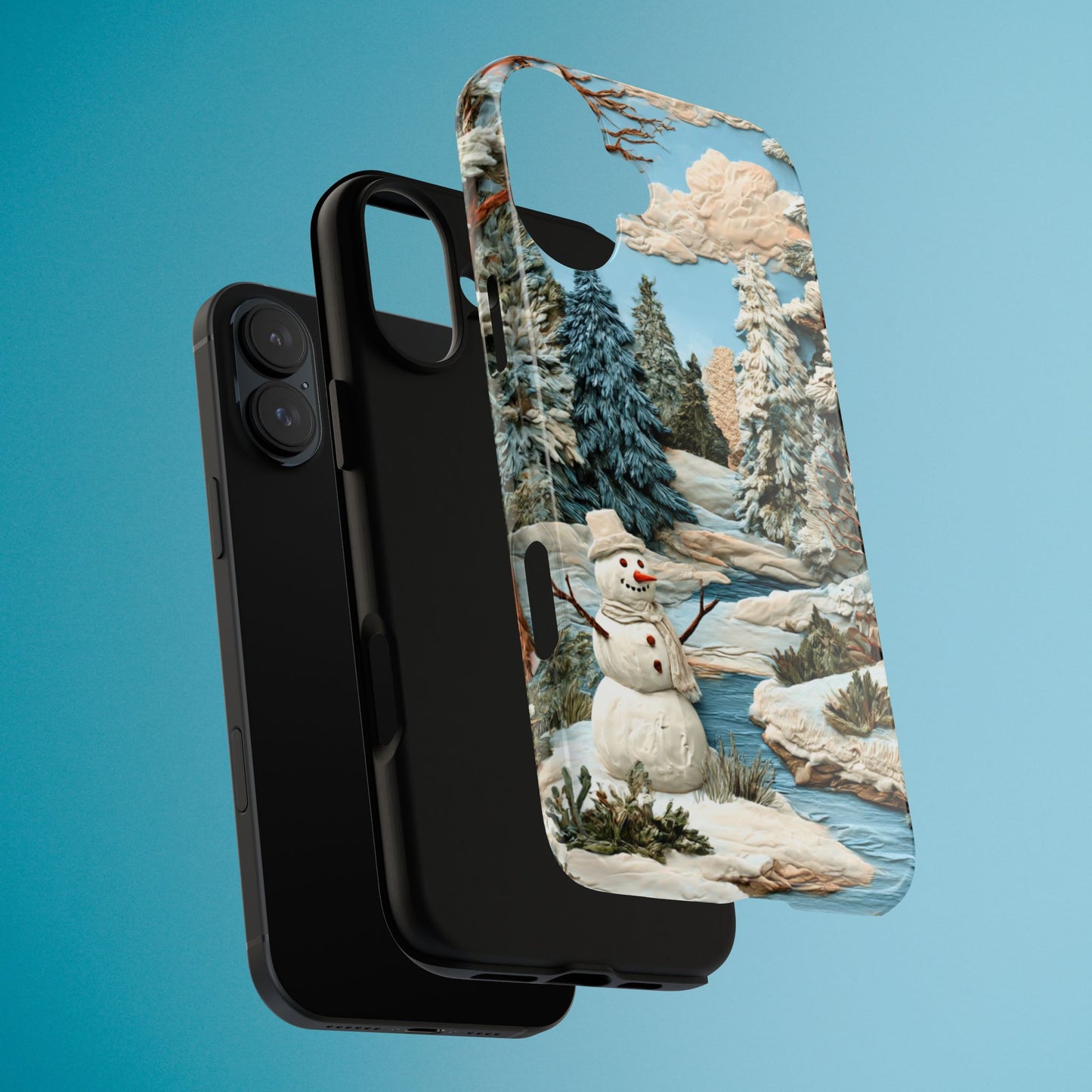 Snowman Winter Scene Phone Case Christmas Holiday Cover for iPhone Samsung Pixel