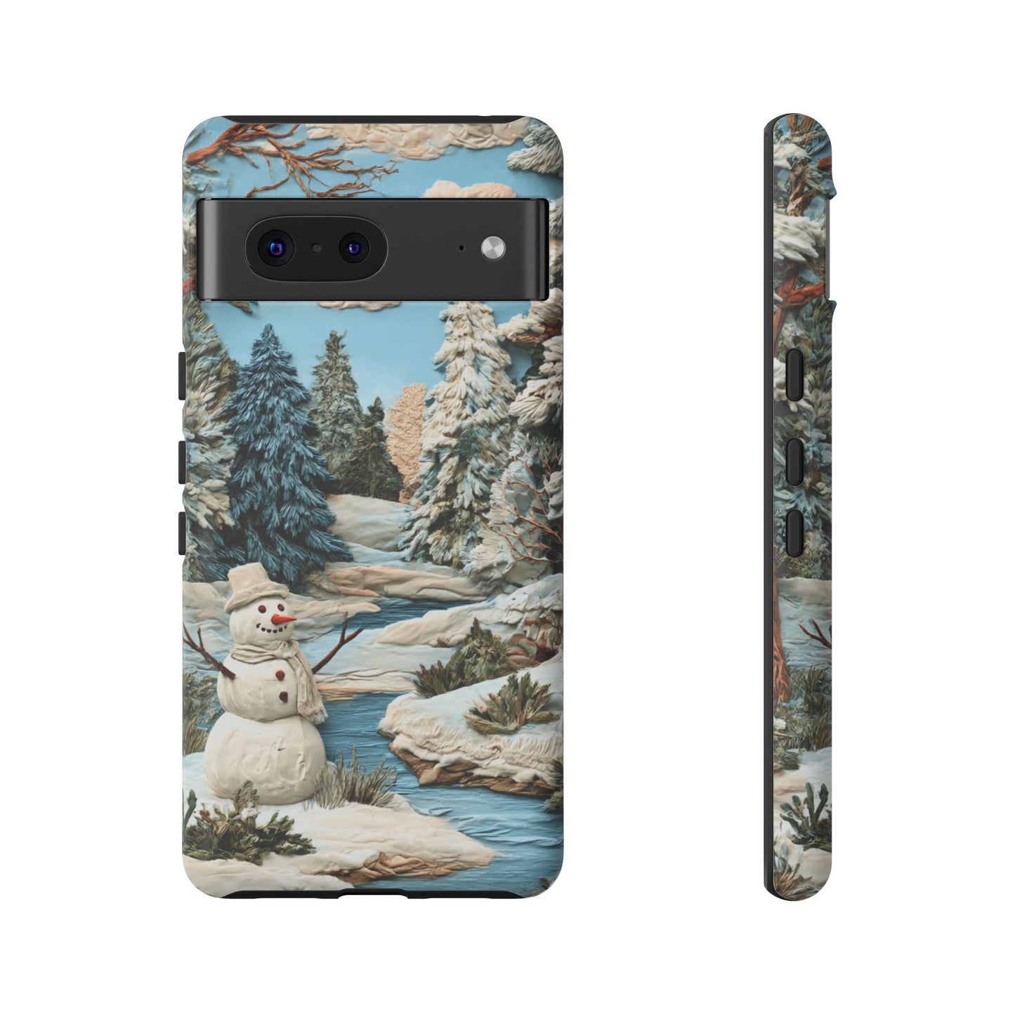 Snowman Winter Scene Phone Case Christmas Holiday Cover for iPhone Samsung Pixel