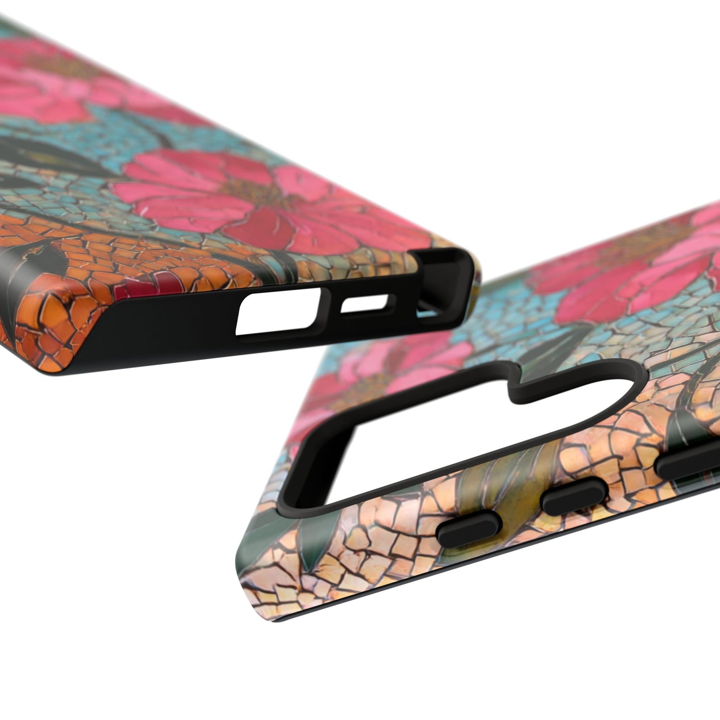 Bright Floral Mosaic Phone Case, iPhone 15 16 17 Pro Air Case, Pixel 9 Pro Cover, Samsung Galaxy 25 Pro Case