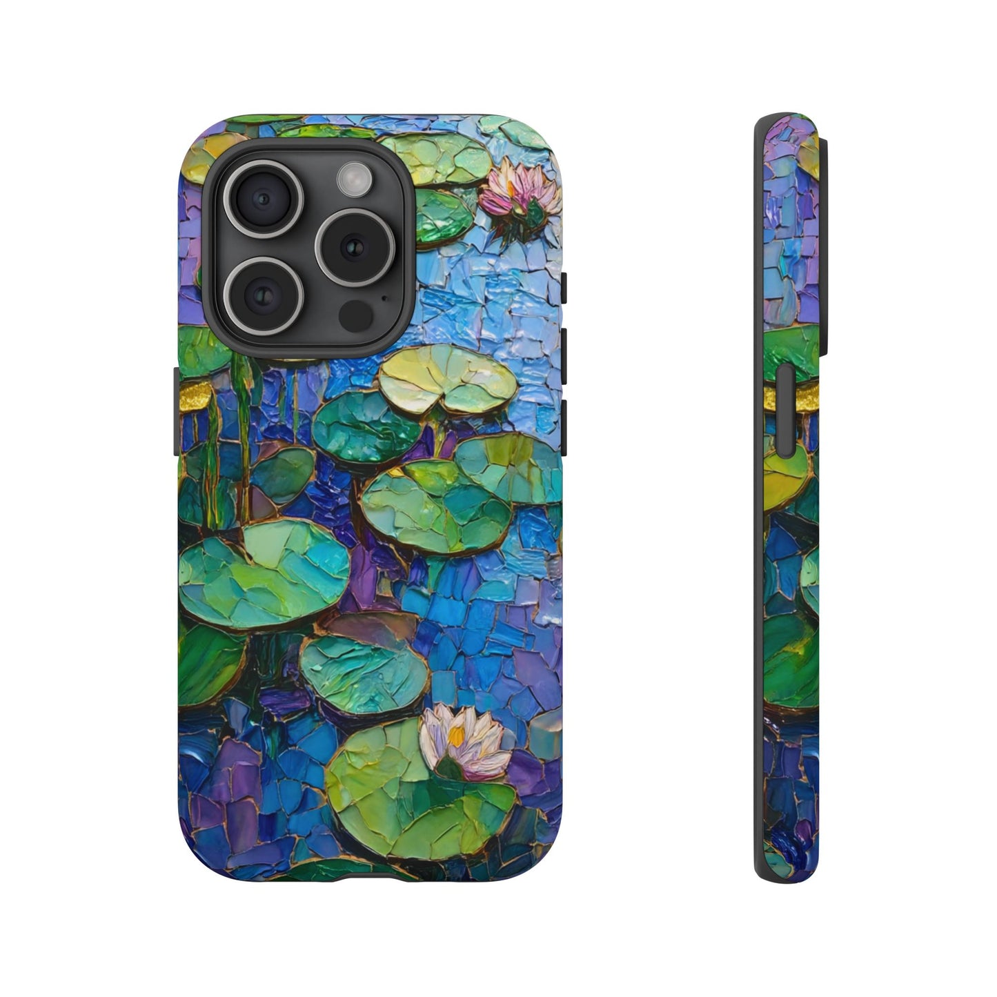 Lily Pad Phone Case, Impressionist Mosaic Botanical Cover, iPhone 15 16 17 Pro Air, Google Pixel 7 8 9 Pro, Samsung S23 S24 S25 S26 Ultra