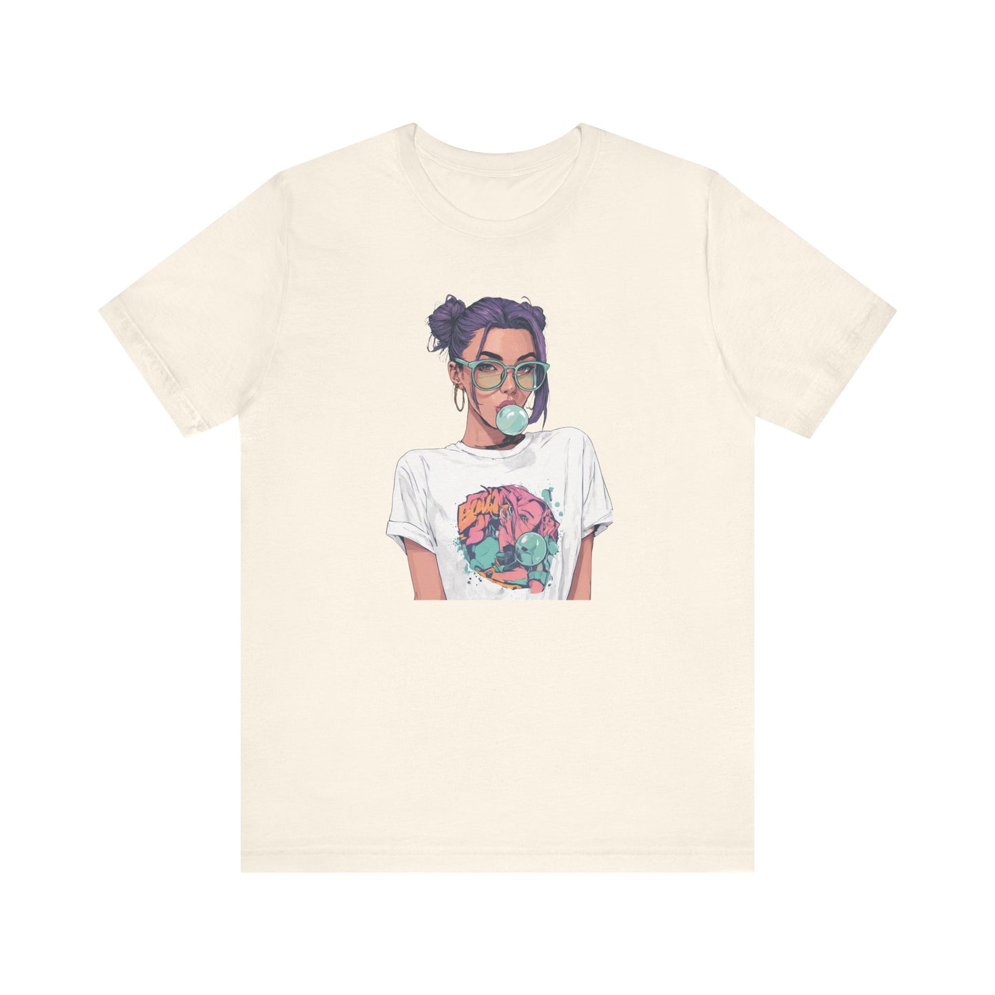 Anime Girl Graphic T Shirt, Bubblegum Pop Art Tee, Japanese Streetwear Aesthetic, Cool Manga Style Top, Gift for Anime Fans