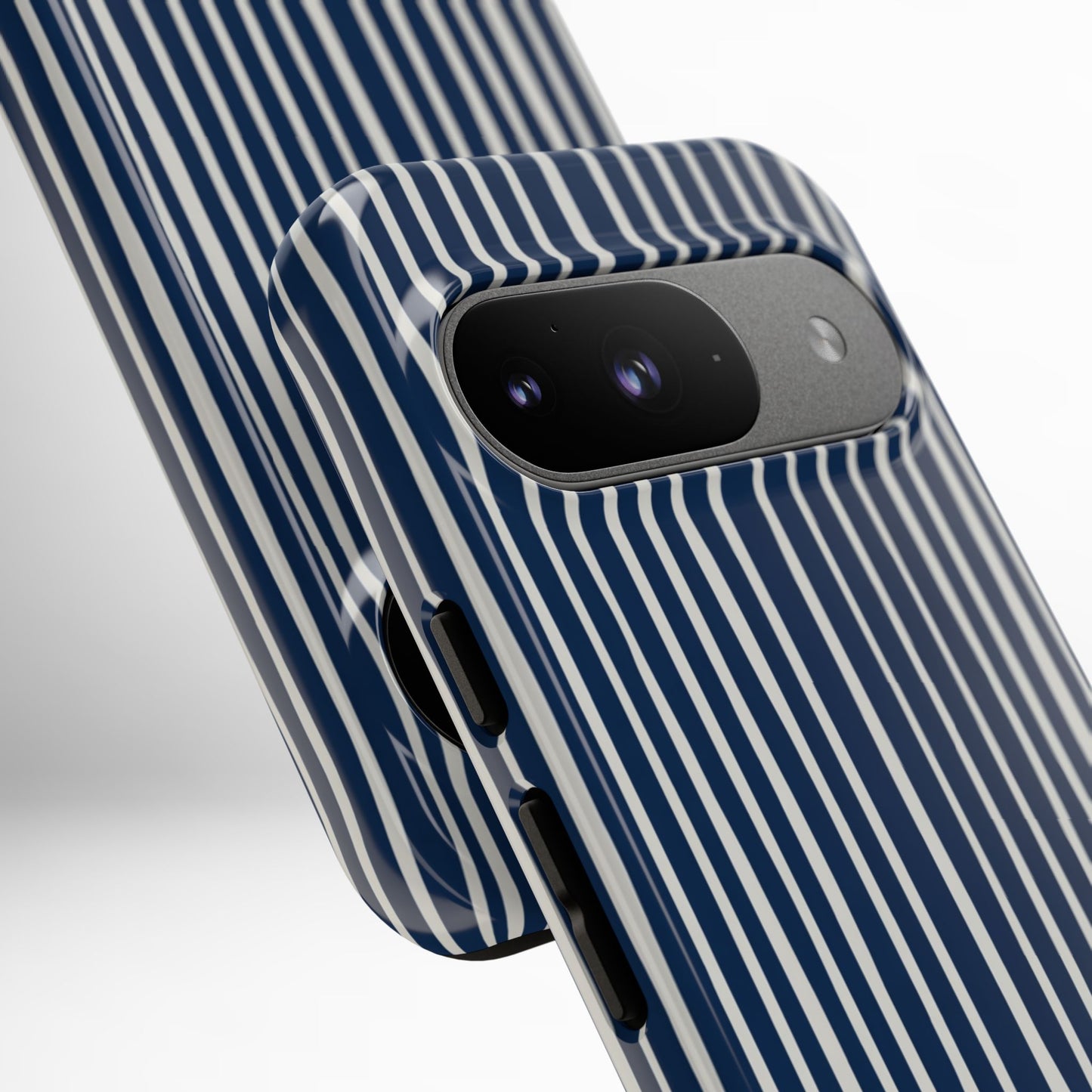 Navy Striped Phone Case | Minimalist Blue and White Stripe Design, Nautical Aesthetic Protective Cover