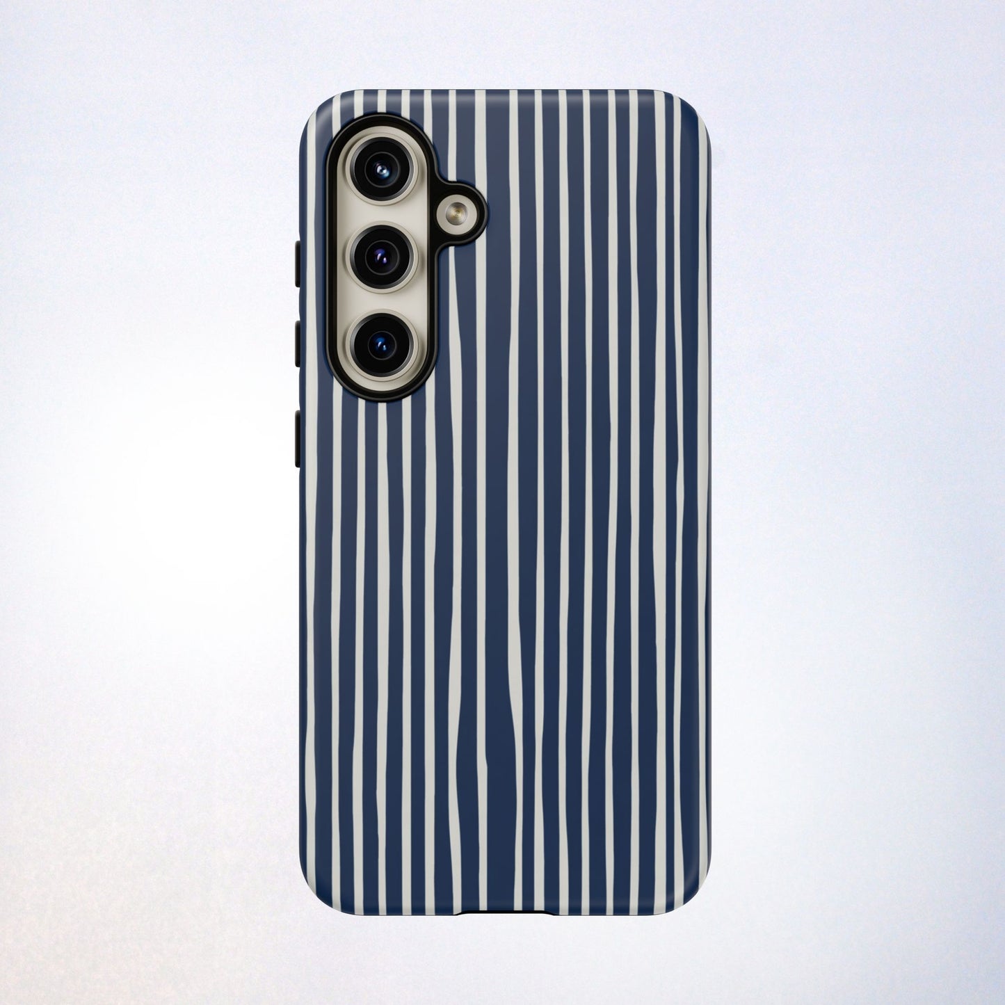 Navy Striped Phone Case | Minimalist Blue and White Stripe Design, Nautical Aesthetic Protective Cover