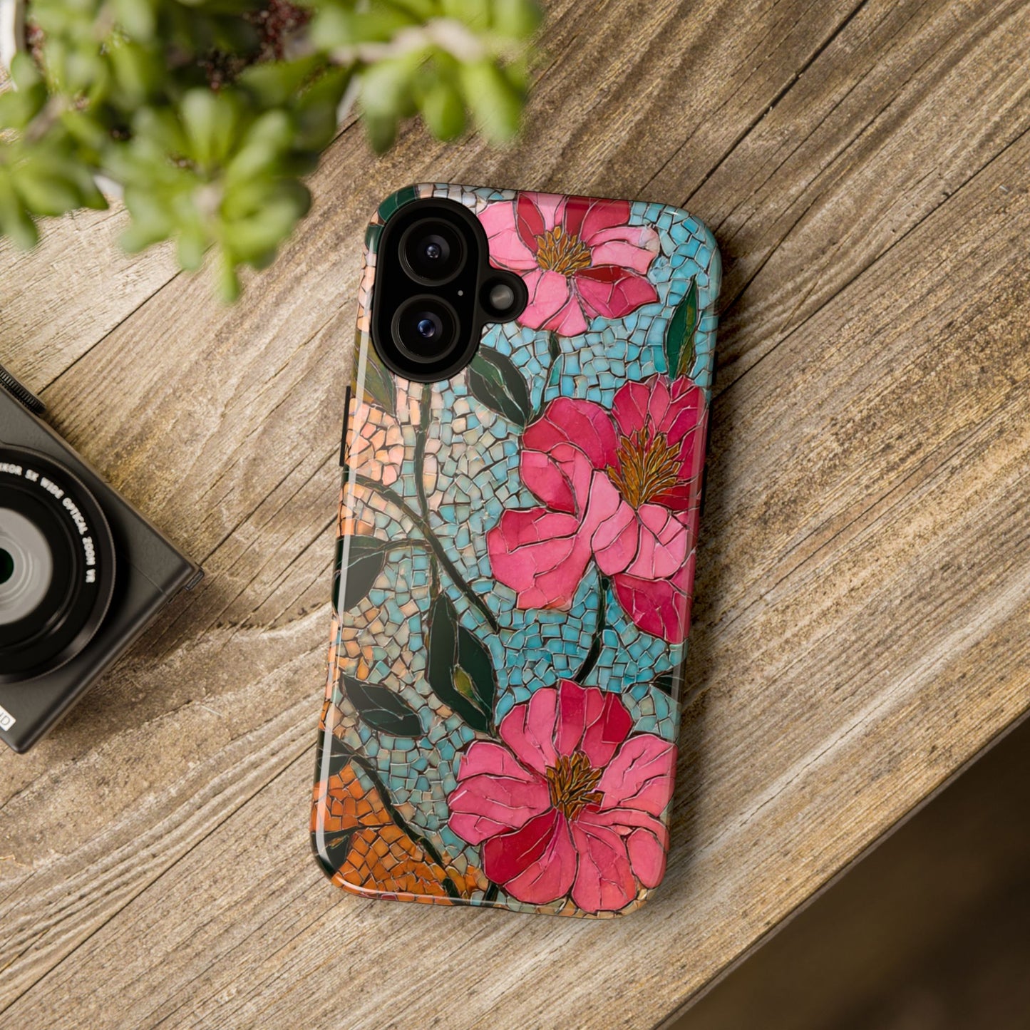 Bright Floral Mosaic Phone Case, iPhone 15 16 17 Pro Air Case, Pixel 9 Pro Cover, Samsung Galaxy 25 Pro Case