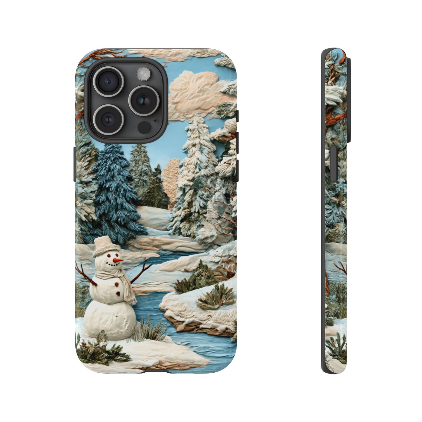 Snowman Winter Scene Phone Case Christmas Holiday Cover for iPhone Samsung Pixel