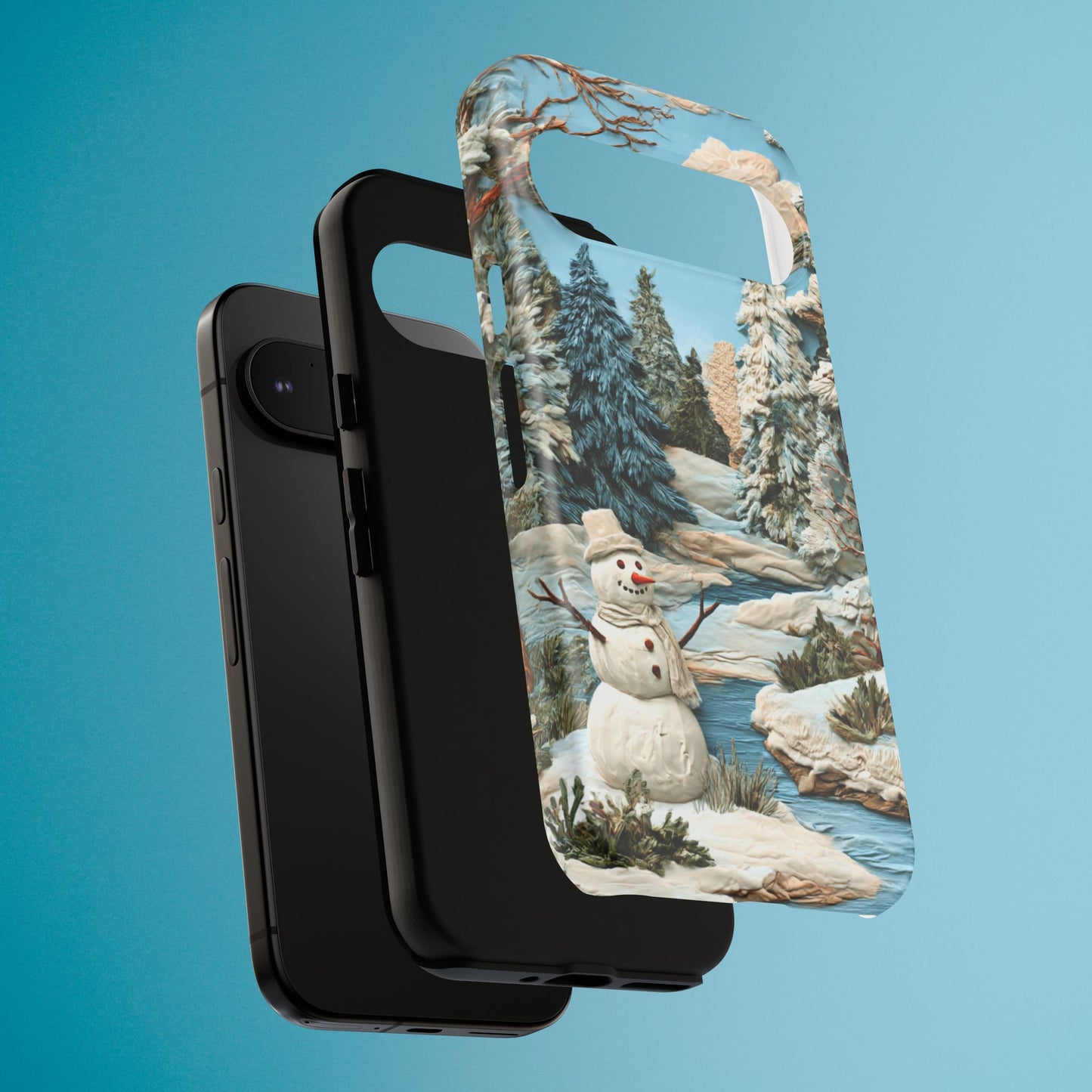 Snowman Winter Scene Phone Case Christmas Holiday Cover for iPhone Samsung Pixel