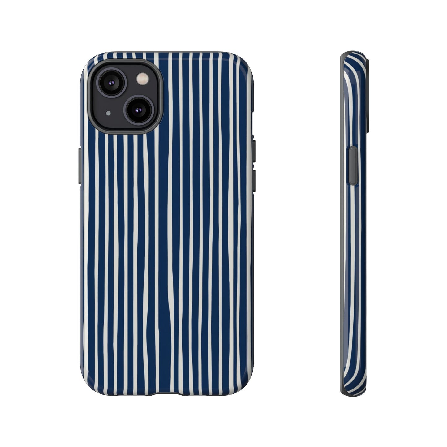 Navy Striped Phone Case | Minimalist Blue and White Stripe Design, Nautical Aesthetic Protective Cover