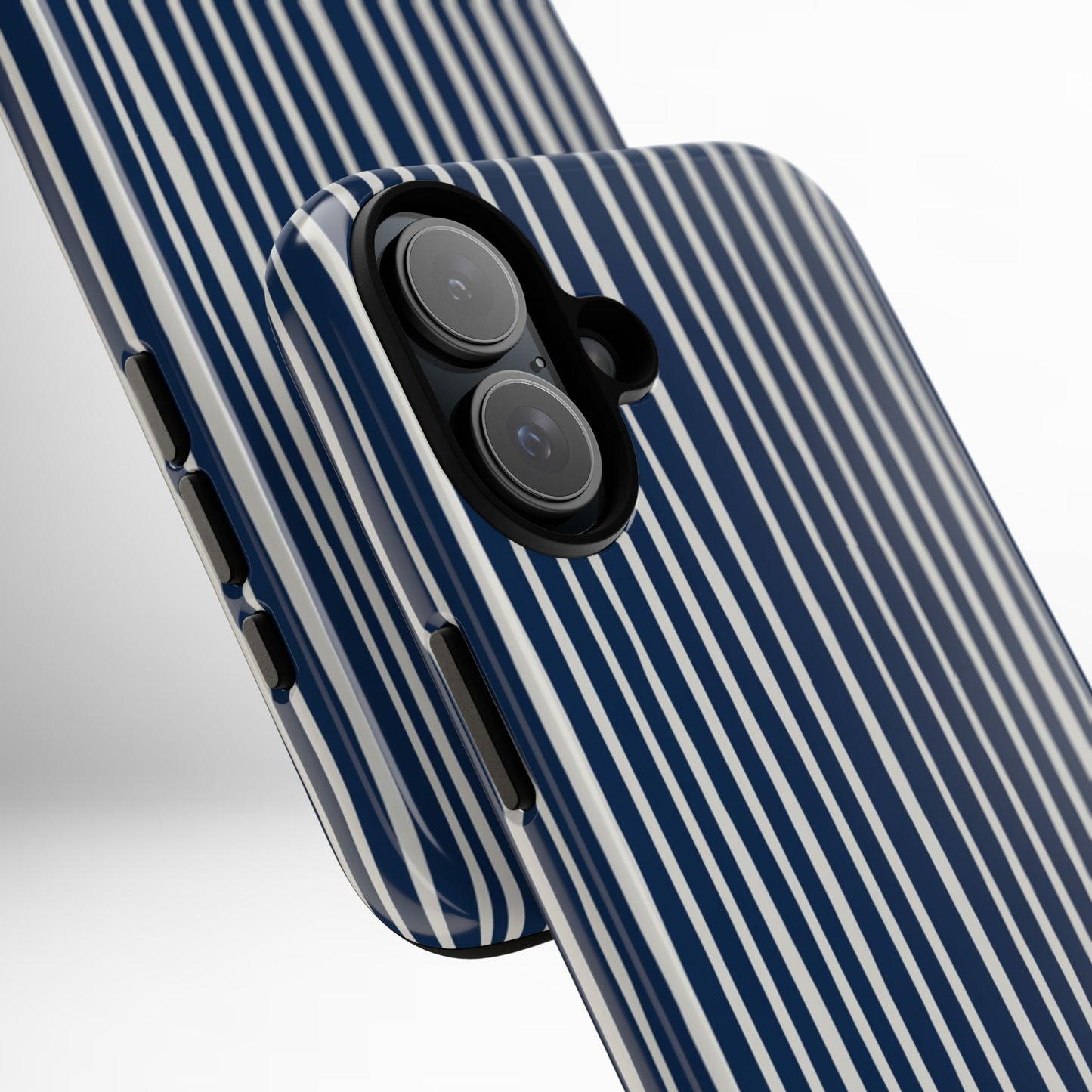 Navy Striped Phone Case | Minimalist Blue and White Stripe Design, Nautical Aesthetic Protective Cover