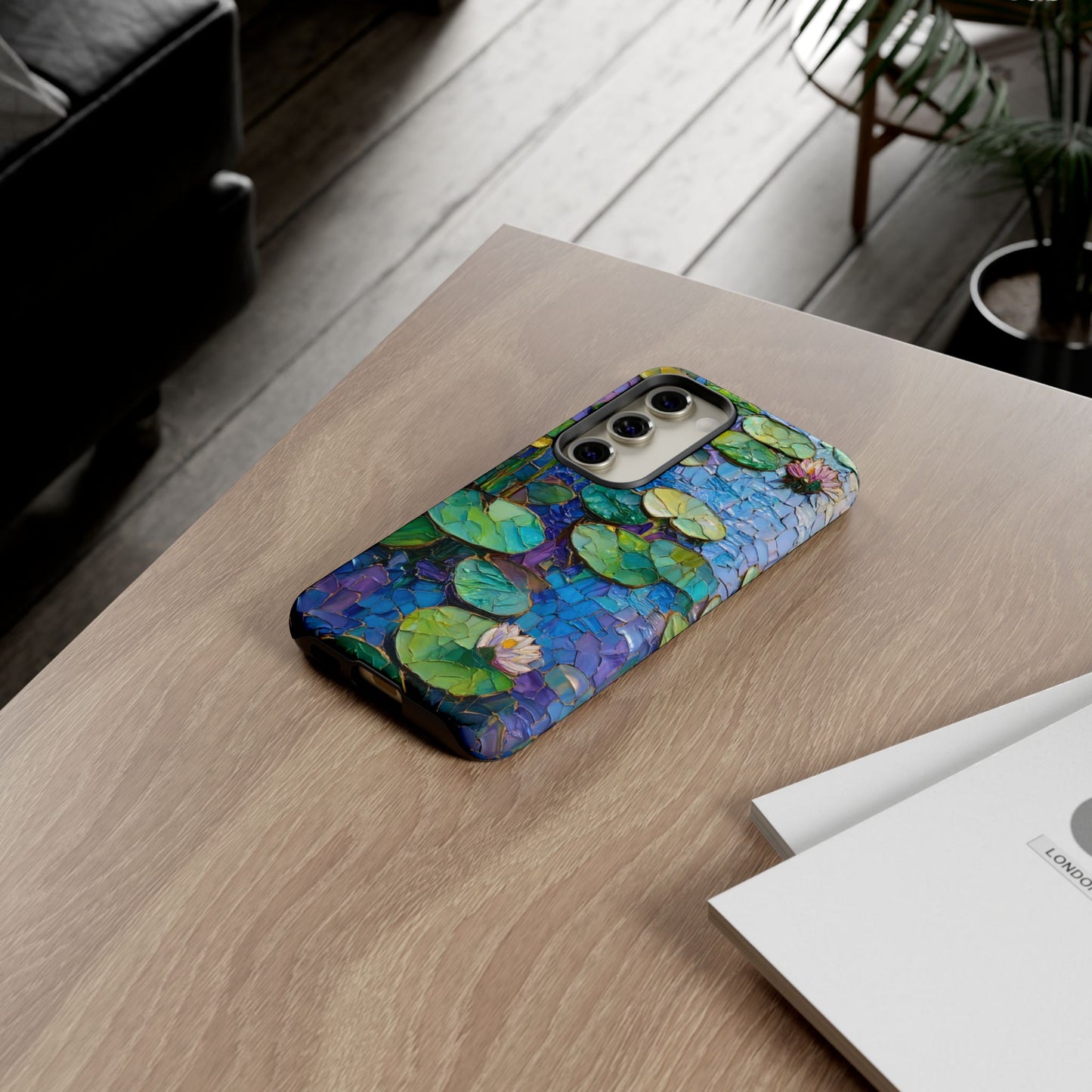 Lily Pad Phone Case, Impressionist Mosaic Botanical Cover, iPhone 15 16 17 Pro Air, Google Pixel 7 8 9 Pro, Samsung S23 S24 S25 S26 Ultra
