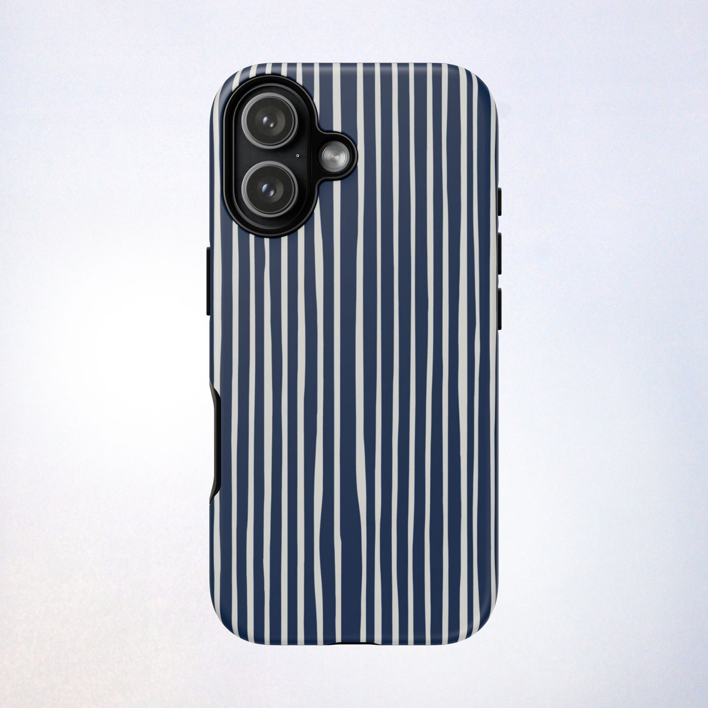 Navy Striped Phone Case | Minimalist Blue and White Stripe Design, Nautical Aesthetic Protective Cover