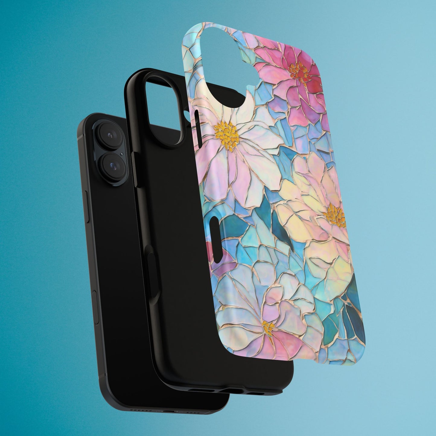 Floral Mosaic Phone Case, Colorful Flower Art Cover, Protective iPhone Samsung Pixel Case, New Phone Accessory, Gift for Friend