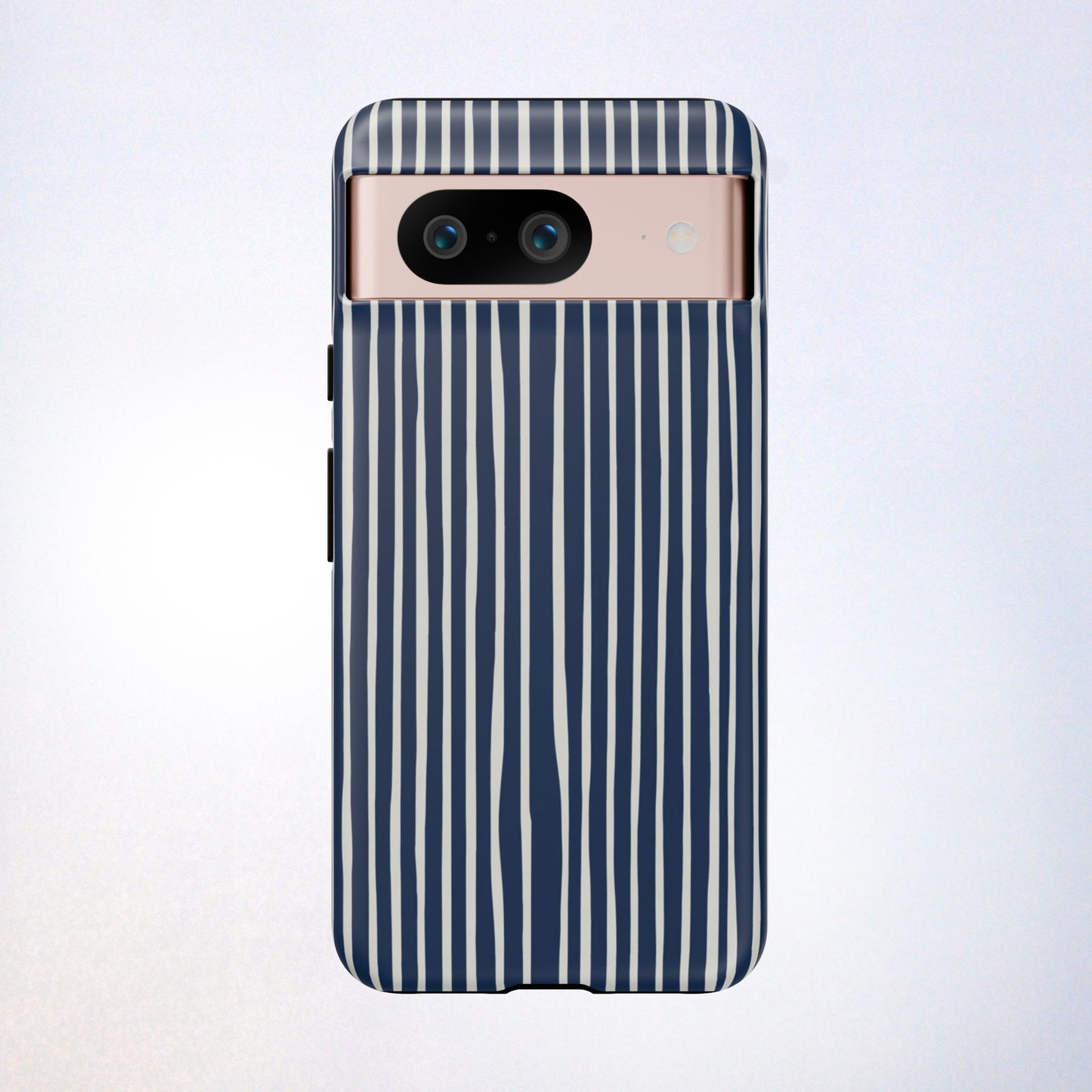 Navy Striped Phone Case | Minimalist Blue and White Stripe Design, Nautical Aesthetic Protective Cover