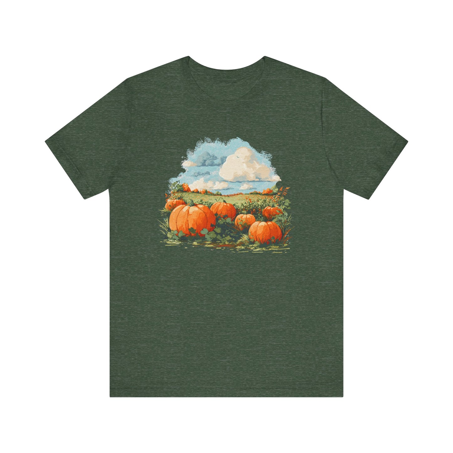 Pumpkin Patch Scenic T-Shirt Fall Harvest Graphic Tee, Cozy Autumn Farm Shirt, Country Landscape Pumpkin Field Top