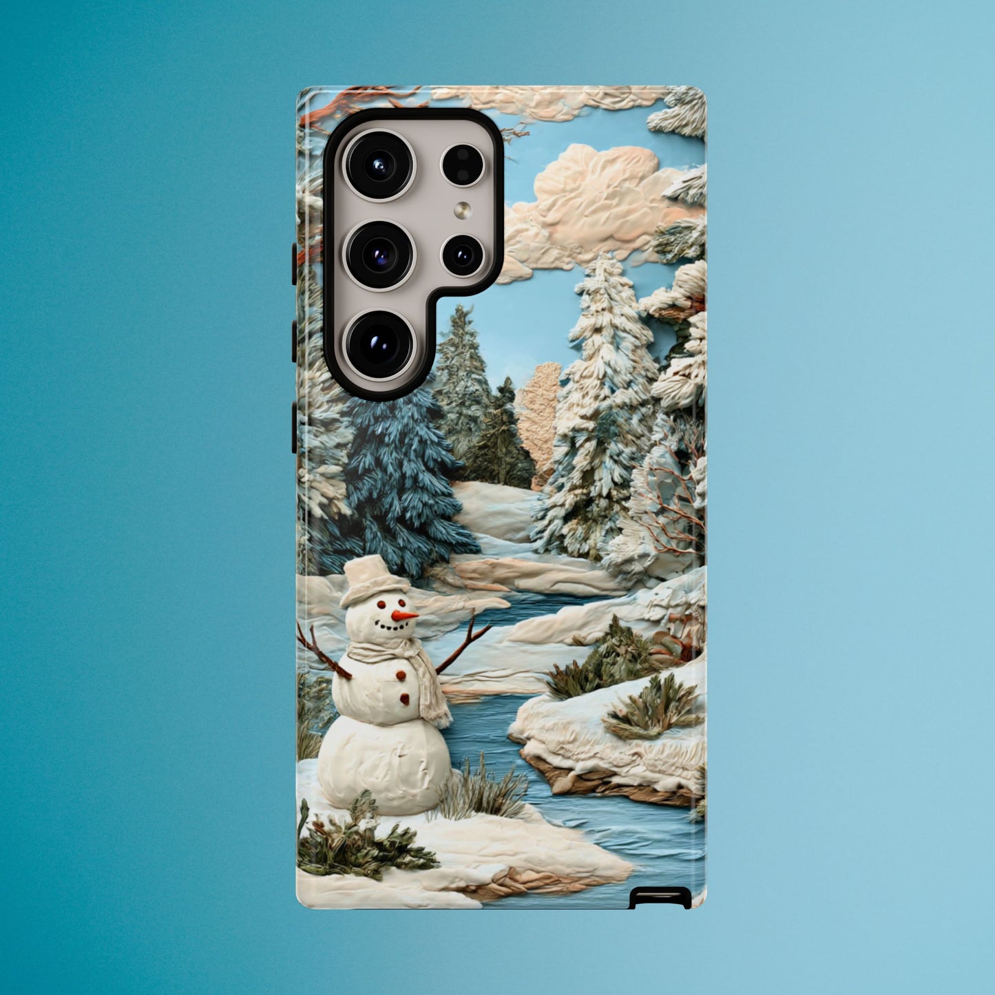 Snowman Winter Scene Phone Case Christmas Holiday Cover for iPhone Samsung Pixel