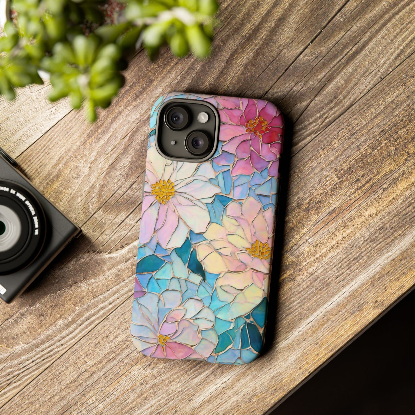 Floral Mosaic Phone Case, Colorful Flower Art Cover, Protective iPhone Samsung Pixel Case, New Phone Accessory, Gift for Friend