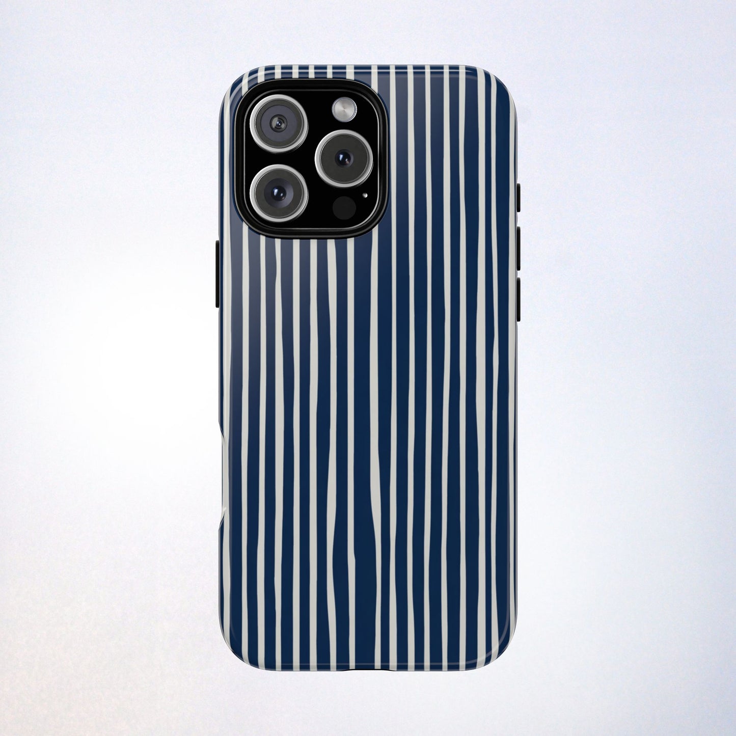 Navy Striped Phone Case | Minimalist Blue and White Stripe Design, Nautical Aesthetic Protective Cover
