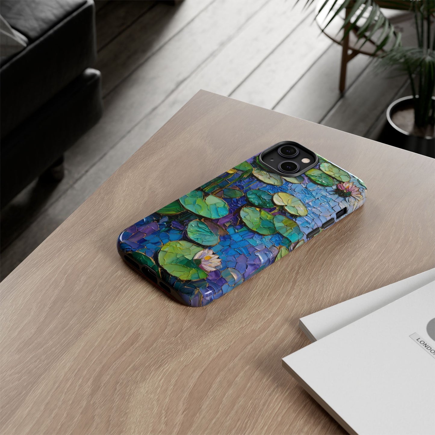 Lily Pad Phone Case, Impressionist Mosaic Botanical Cover, iPhone 15 16 17 Pro Air, Google Pixel 7 8 9 Pro, Samsung S23 S24 S25 S26 Ultra
