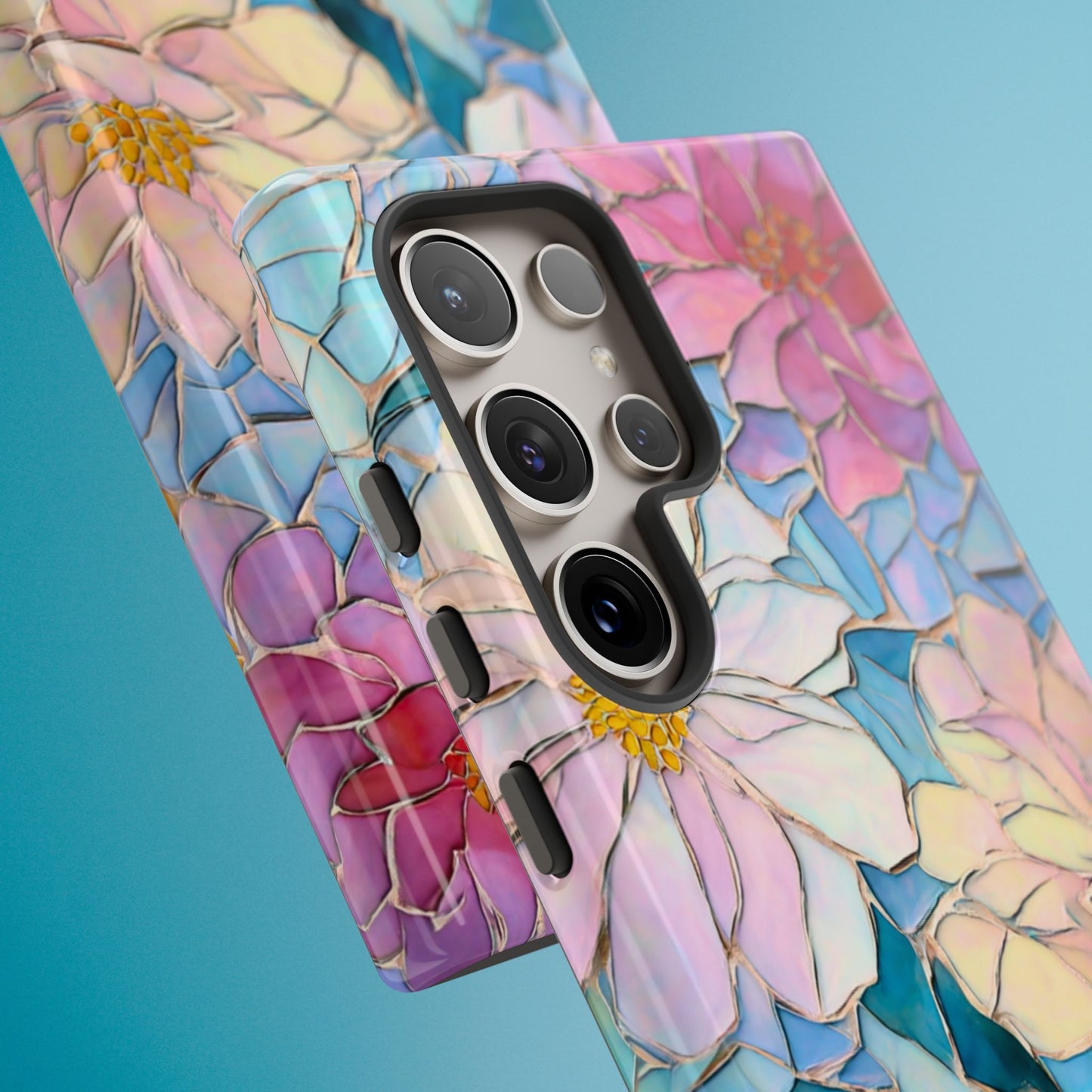 Floral Mosaic Phone Case, Colorful Flower Art Cover, Protective iPhone Samsung Pixel Case, New Phone Accessory, Gift for Friend