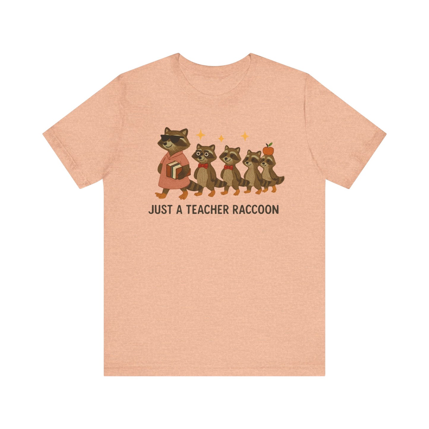 Just a Teacher Raccoon T-Shirt Cute Funny Teacher Graphic Tee, Back to School Raccoon Shirt