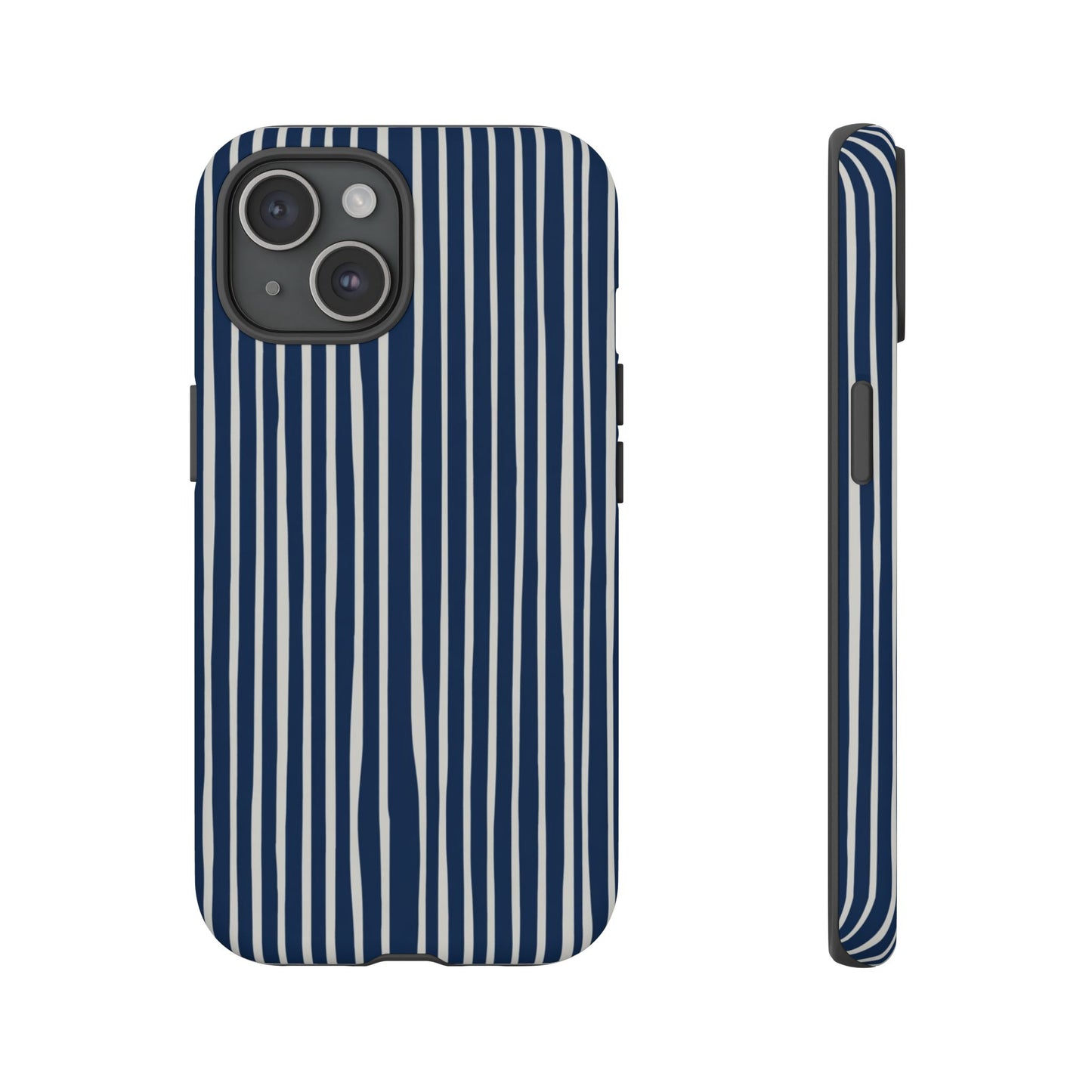 Navy Striped Phone Case | Minimalist Blue and White Stripe Design, Nautical Aesthetic Protective Cover
