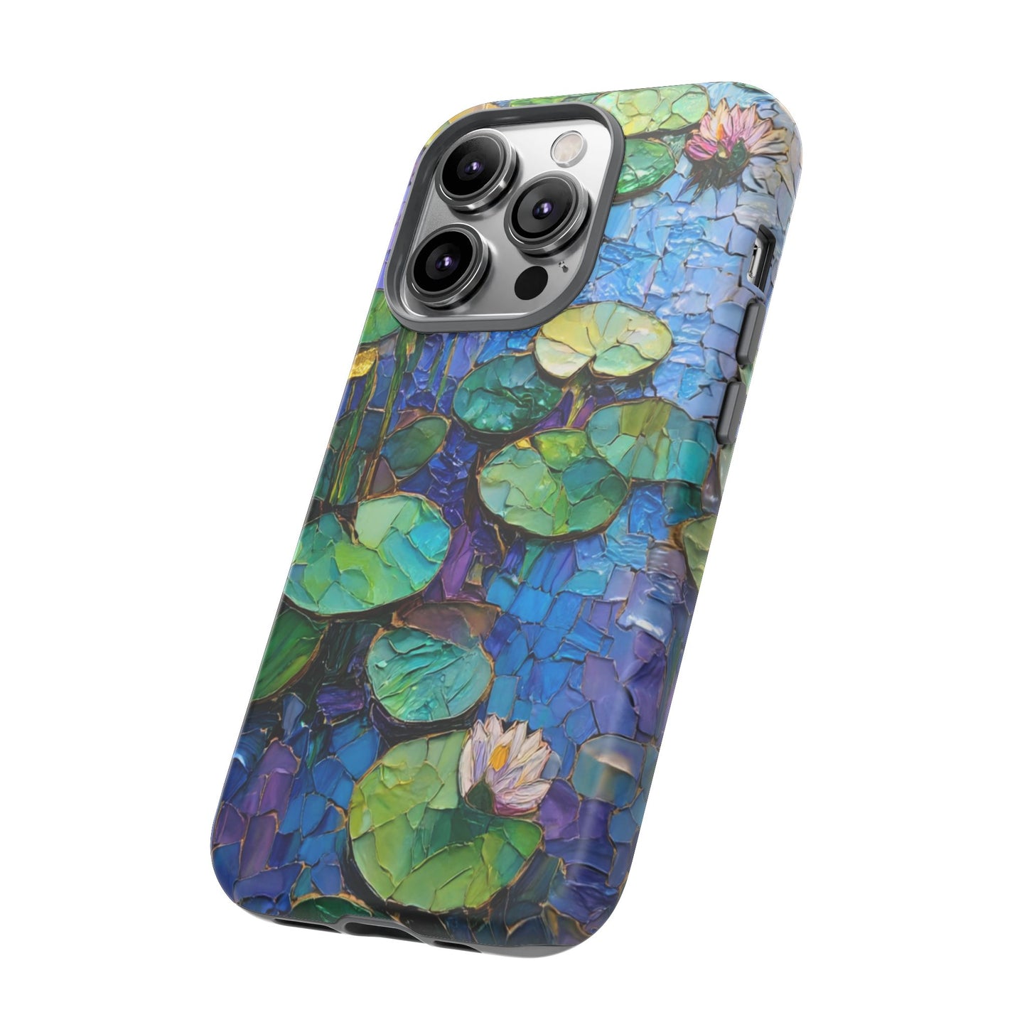 Lily Pad Phone Case, Impressionist Mosaic Botanical Cover, iPhone 15 16 17 Pro Air, Google Pixel 7 8 9 Pro, Samsung S23 S24 S25 S26 Ultra