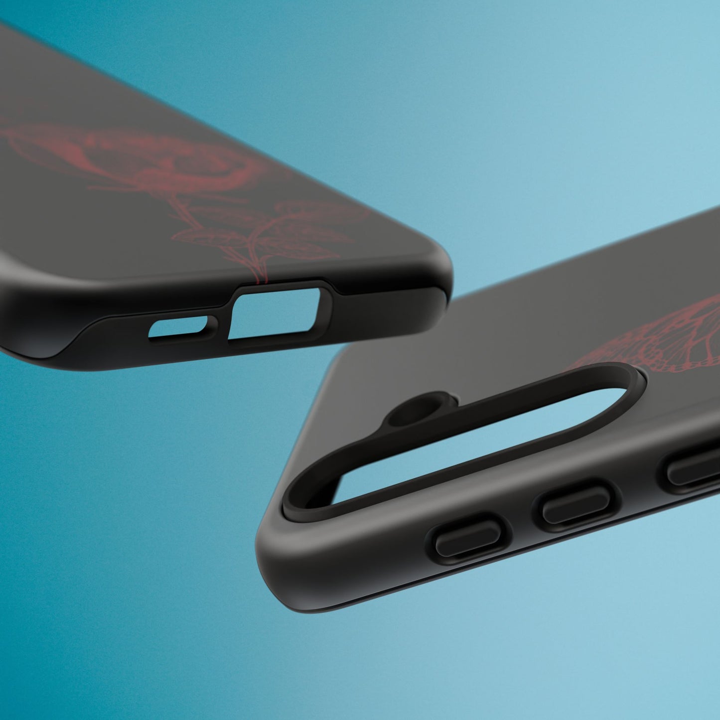 Black Rose and Butterfly Phone Case - Dark Academia Aesthetic Gothic iPhone, Galaxy and Pixel Cover