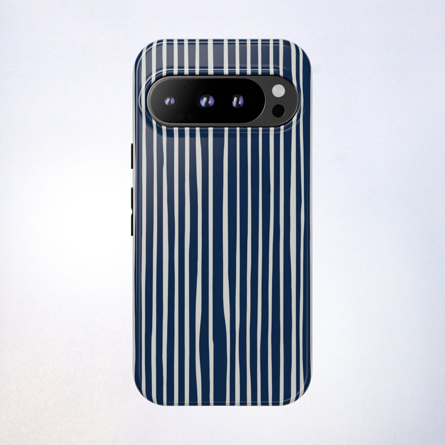 Navy Striped Phone Case | Minimalist Blue and White Stripe Design, Nautical Aesthetic Protective Cover