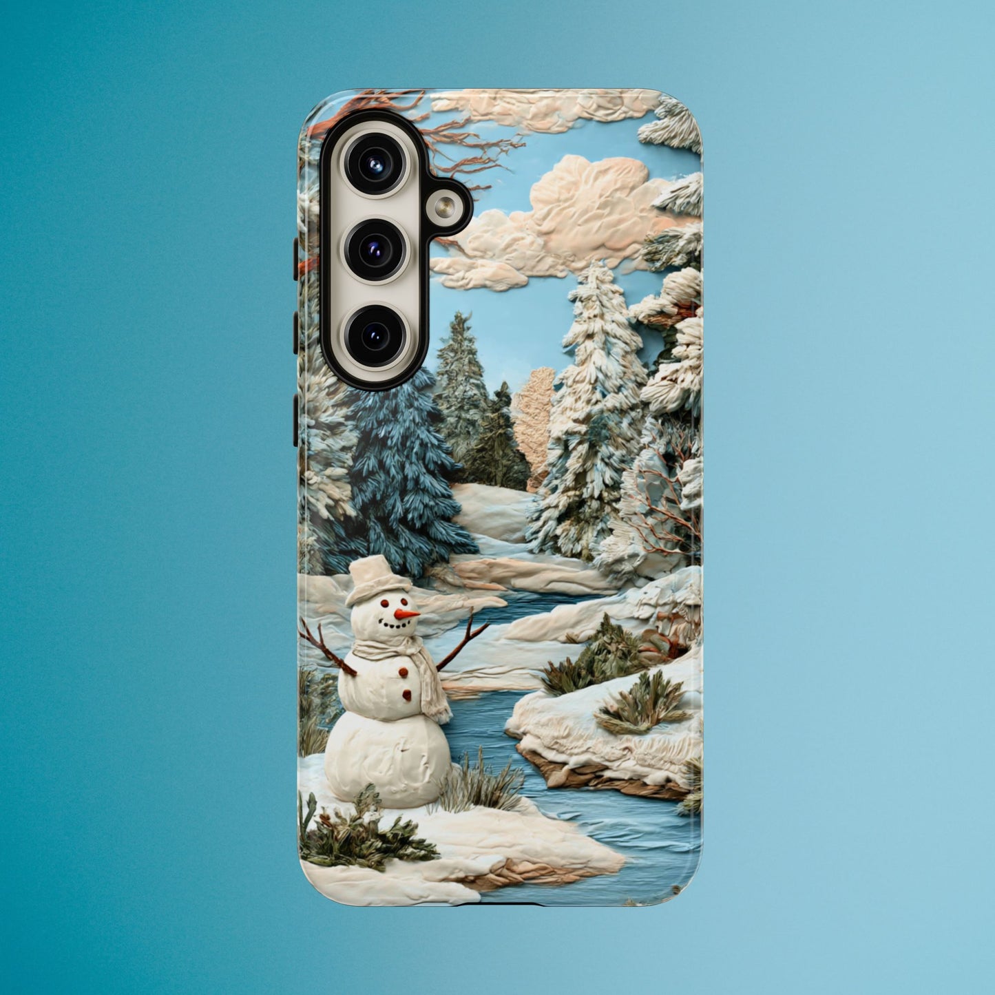 Snowman Winter Scene Phone Case Christmas Holiday Cover for iPhone Samsung Pixel