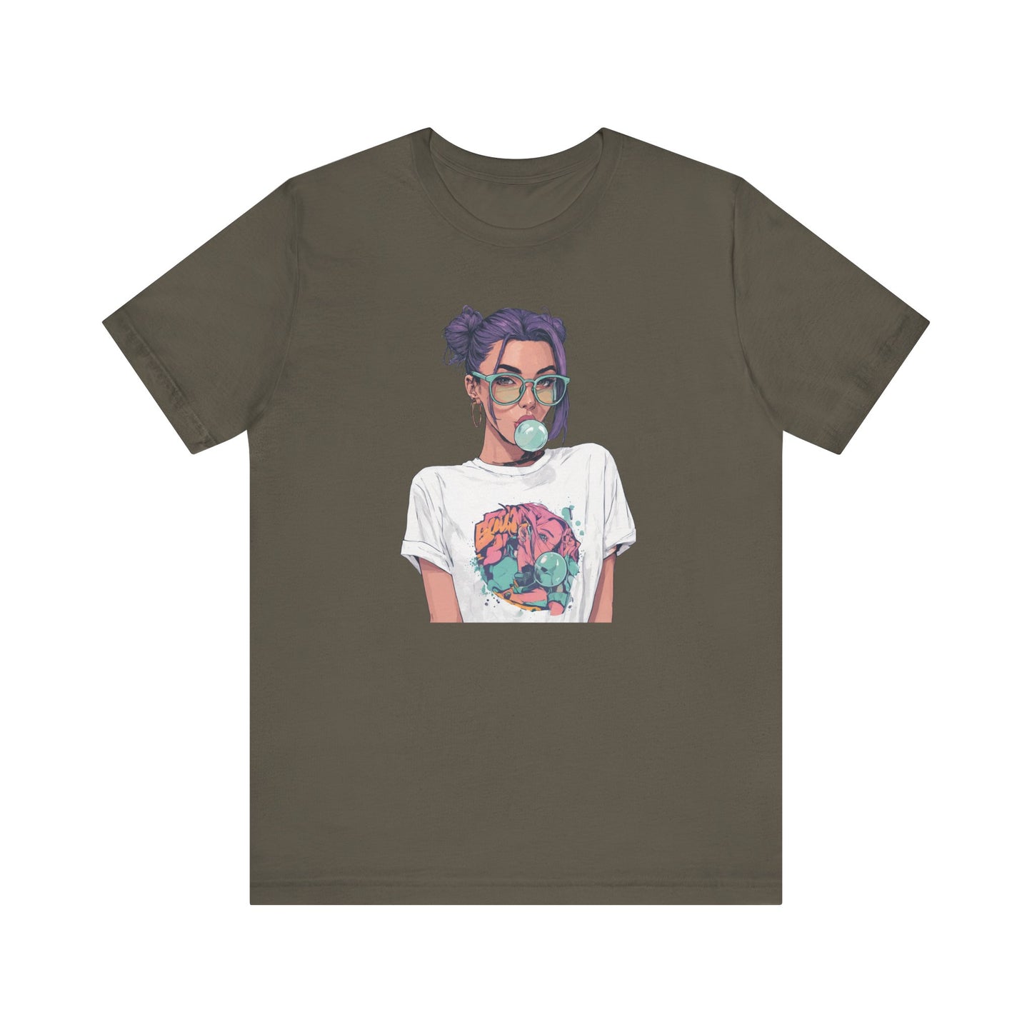Anime Girl Graphic T Shirt, Bubblegum Pop Art Tee, Japanese Streetwear Aesthetic, Cool Manga Style Top, Gift for Anime Fans