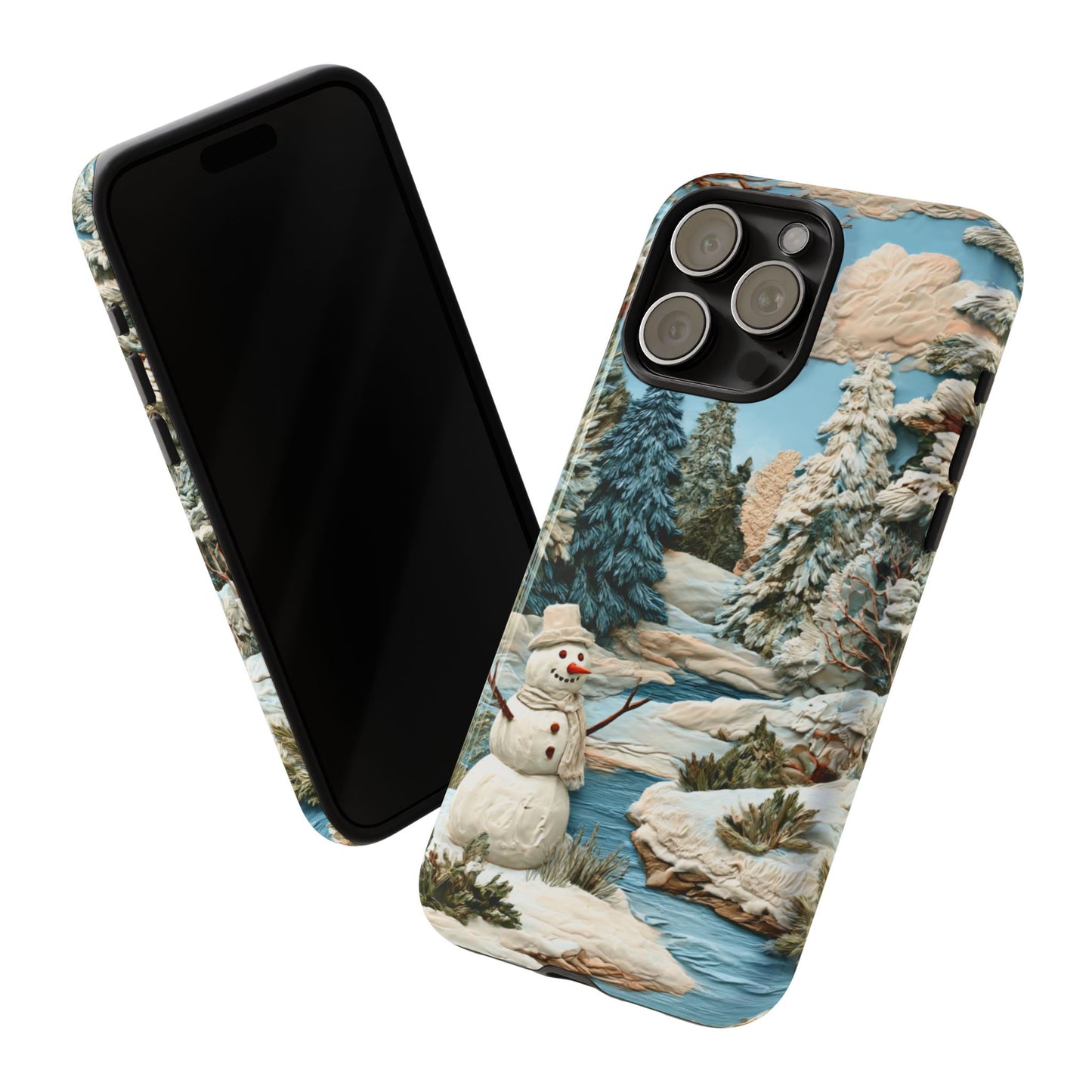 Snowman Winter Scene Phone Case Christmas Holiday Cover for iPhone Samsung Pixel
